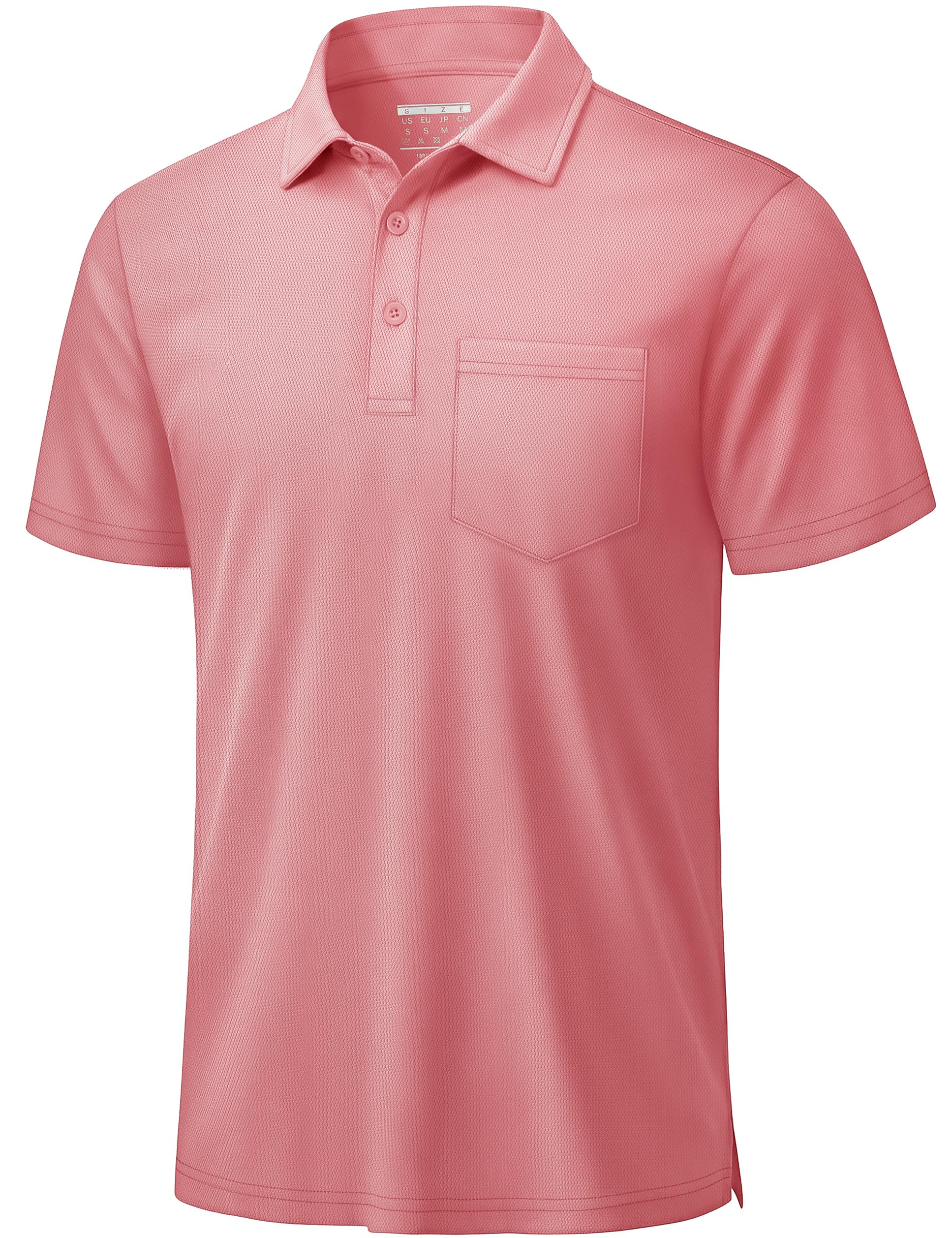 TACVASEN Mens Polo Shirts with Pocket Golf Polos Dry Fit Performance Short Sleeve Collared Shirt Casual Athletic Work