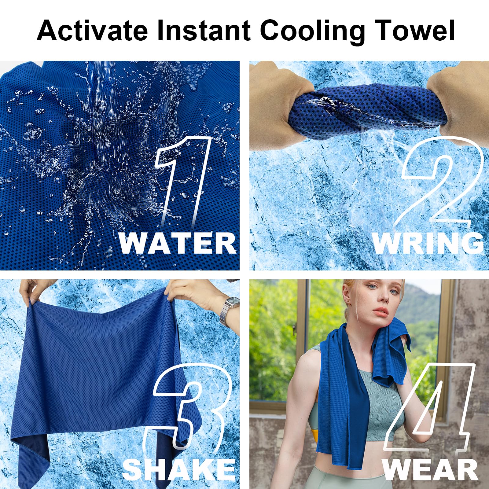 Muka Custom Cooling Towel, Iced Sweat Towel with Logo/Text, Color Printing Royal Blue Head Neck Wrap