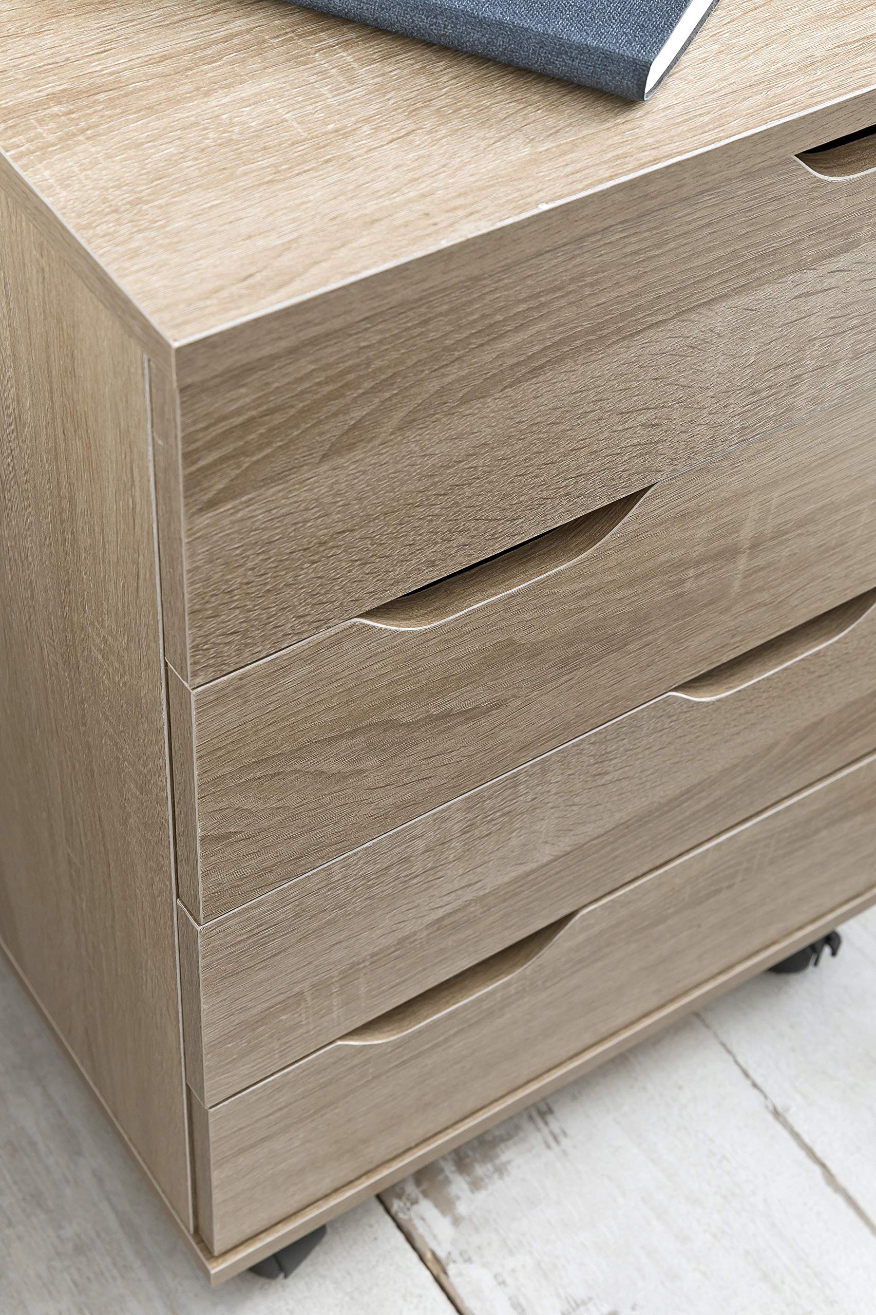 FineBuy Cassettiera con Ruote 40x40x60 cm Legno con 4 Cassetti | cassettiera da scrivania con ruote, cassettiera entra sotto la scrivania, cassettiera da ufficio moderna