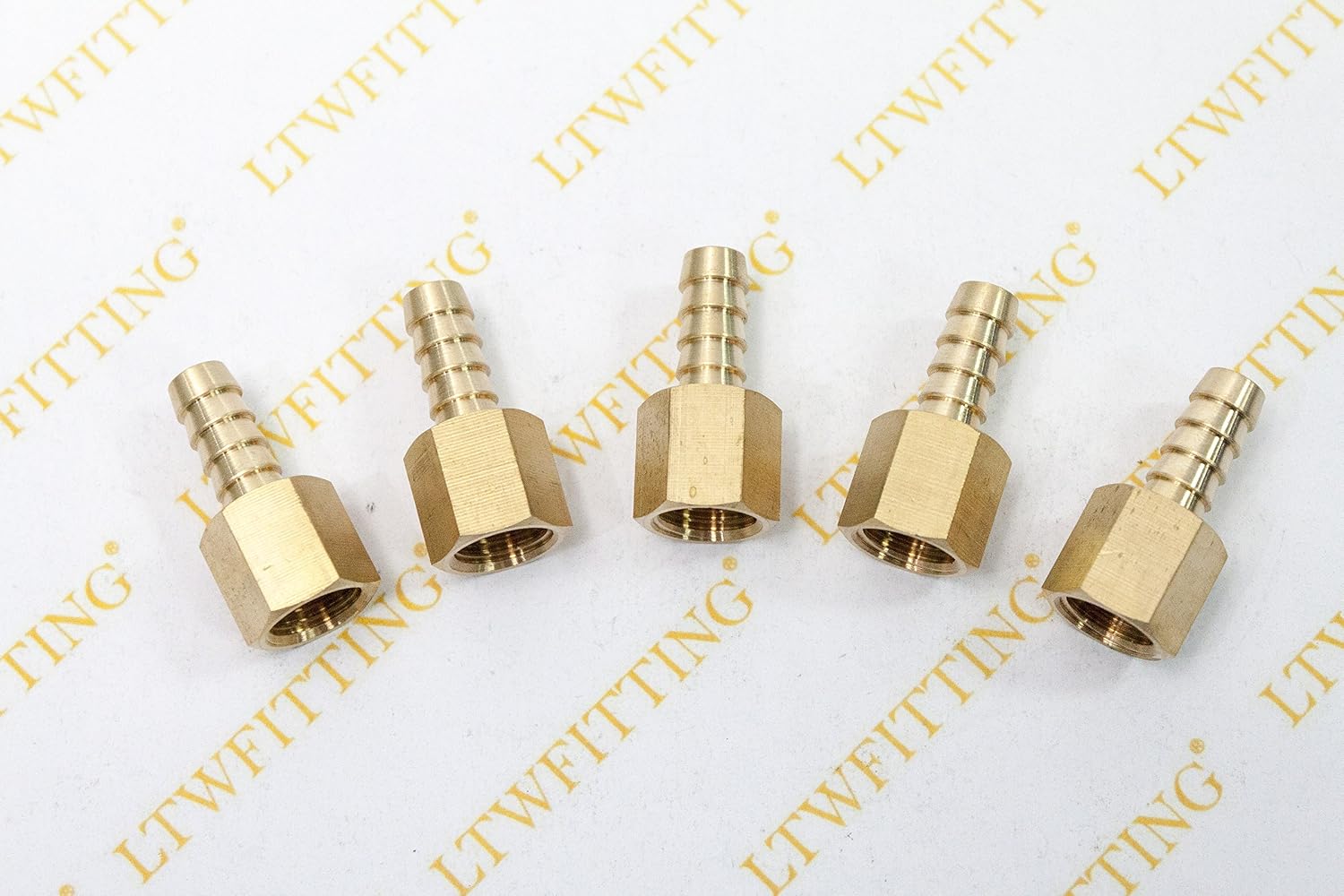 Brass Fitting Coupler 5/16-Inch Hose Barb x 1/4-Inch Female NPT Fuel Water Boat(Pack of 5)