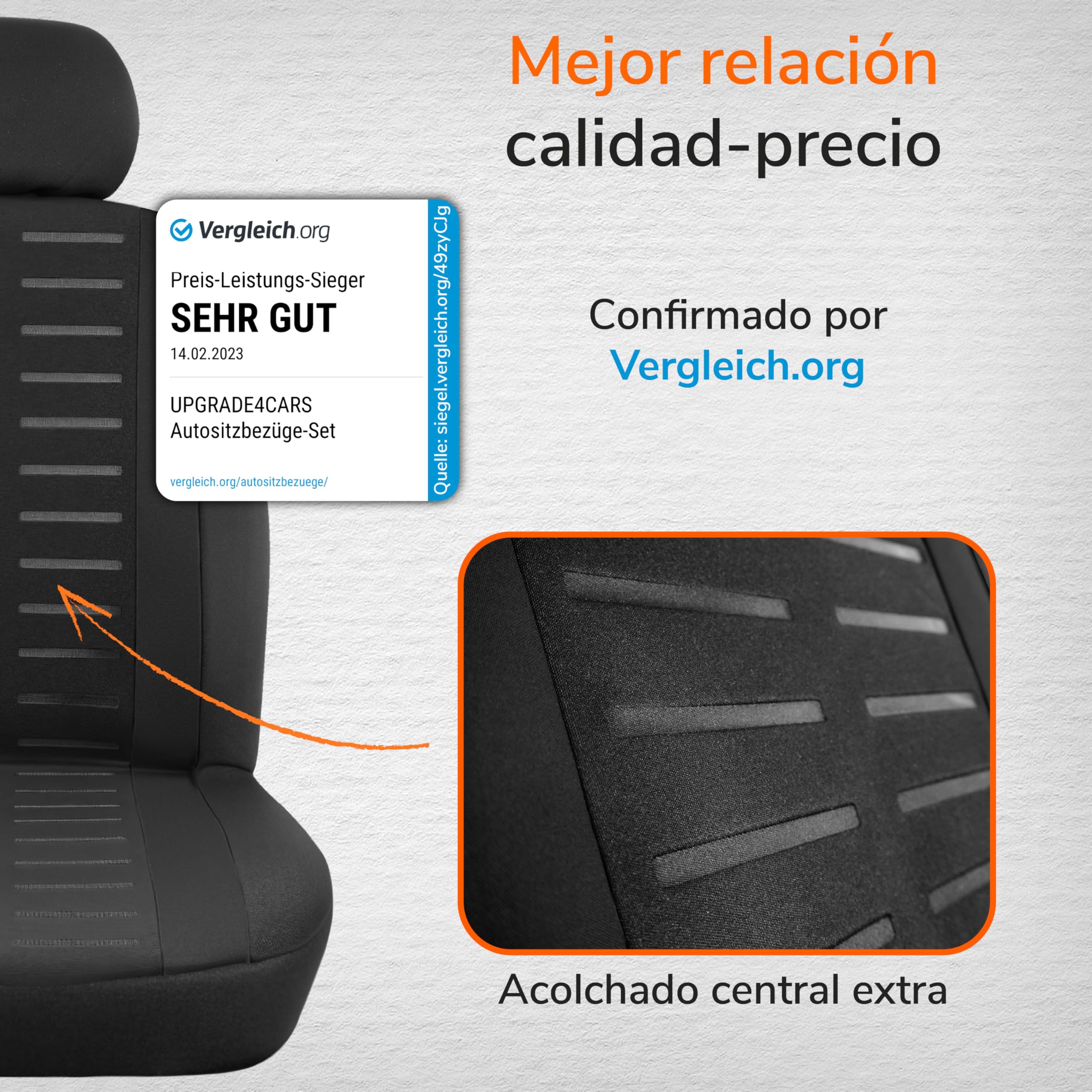 Upgrade4cars Fundas para Asientos Delanteros Set Versión 2026 | Fundas Protectores Universales en Negro para Conductor y Acompañante | Accesorios Coches Interior Decoración