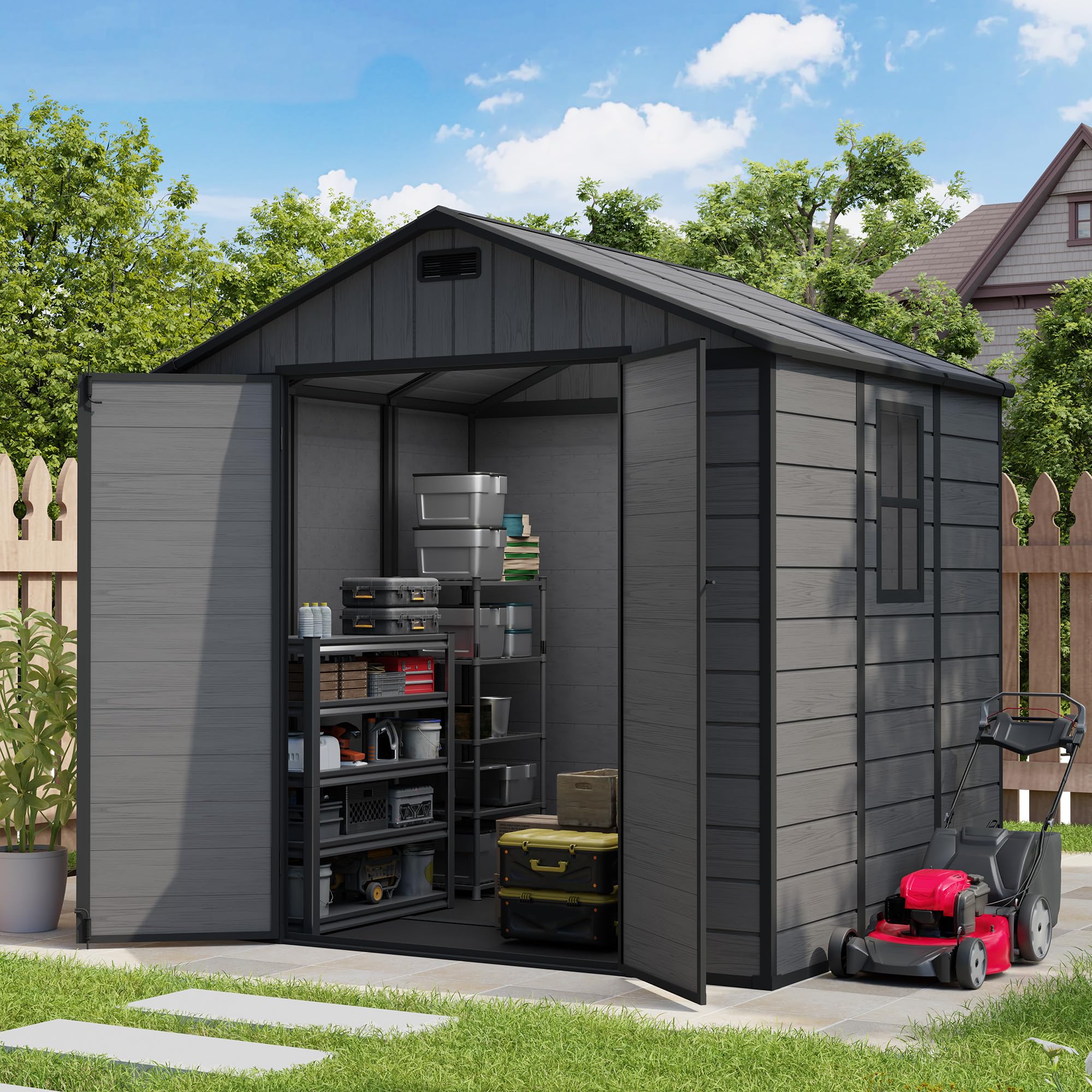 Amopatio 8x6 FT Resin Shed with Floor