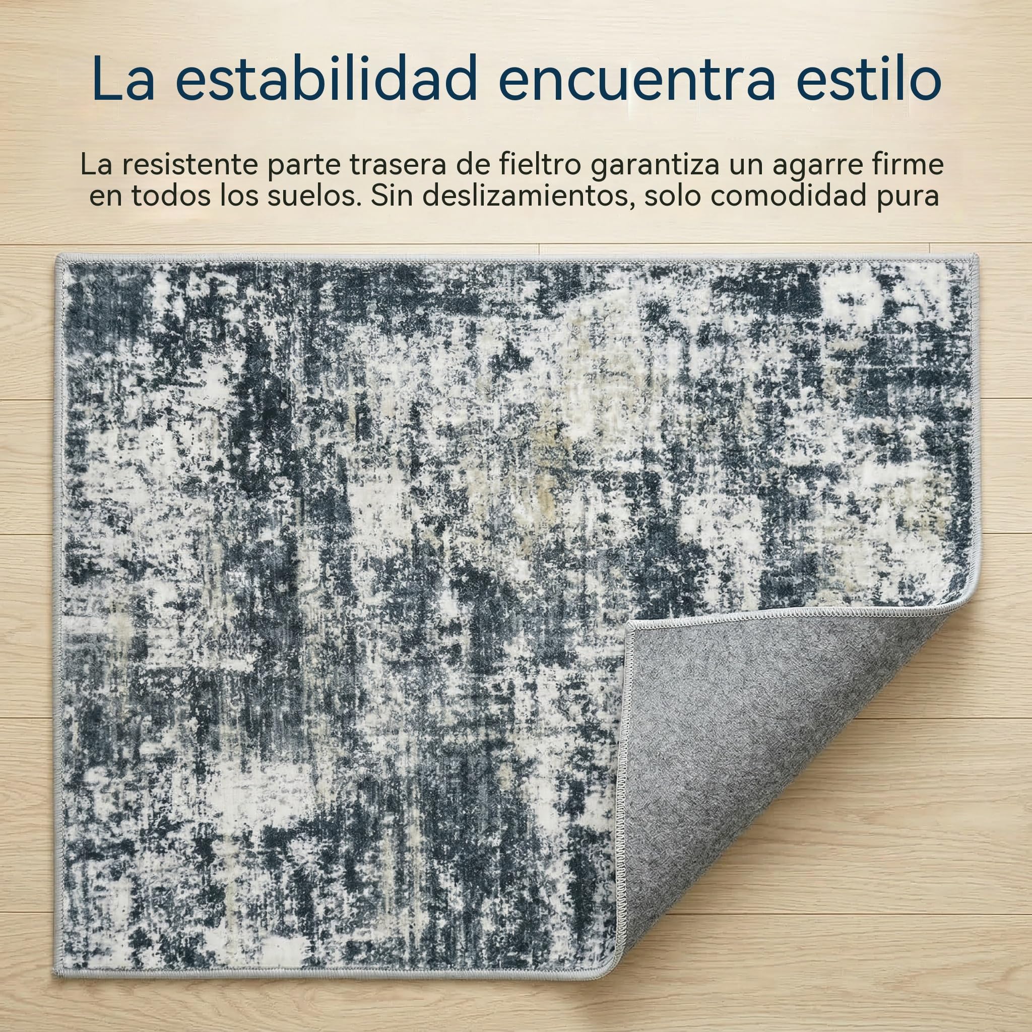 Alfombra Salon Grande Lavable en Lavadora, Gris Negro, 140x200cm | Alfombra Pelo Corto Imitación Cachemira Abstracta Antideslizante para Dormitorio
