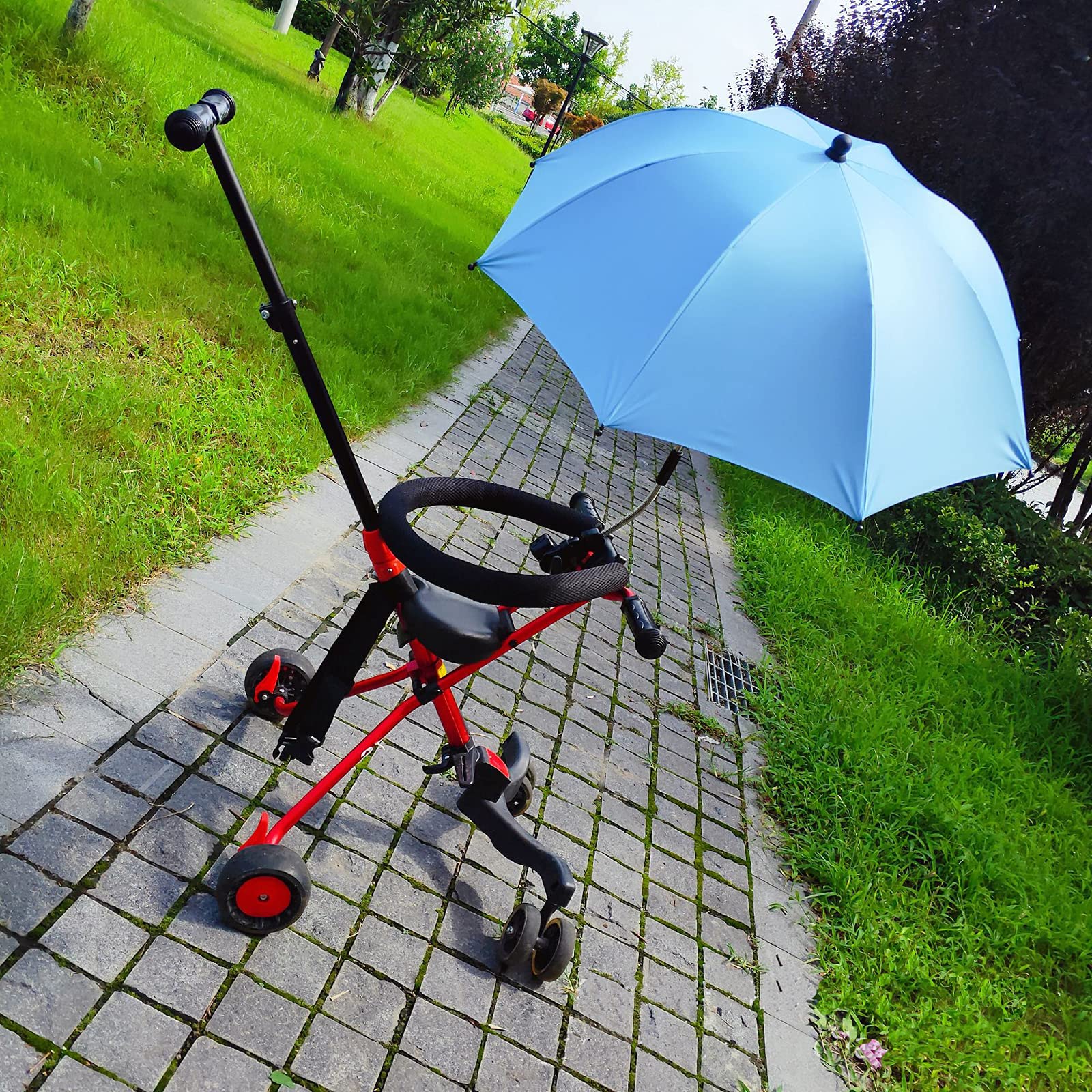 Kinderwagen-Sonnenschirm mit verstellbarer Klemme, zum Anklippen, LSF 50+, ideal für Kinderwagen, Kinderwagen