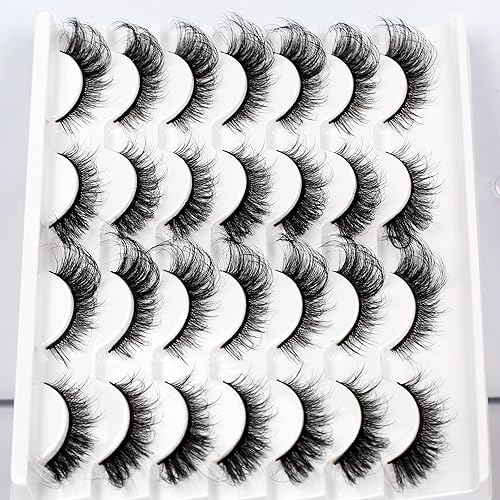 Miniatura 542 de Pooplunch Pestañas postizas de pelo de visón sintético, estilo de ojo de gato, paquete de pestañas postizas naturales esponjosas, paquete múltiple