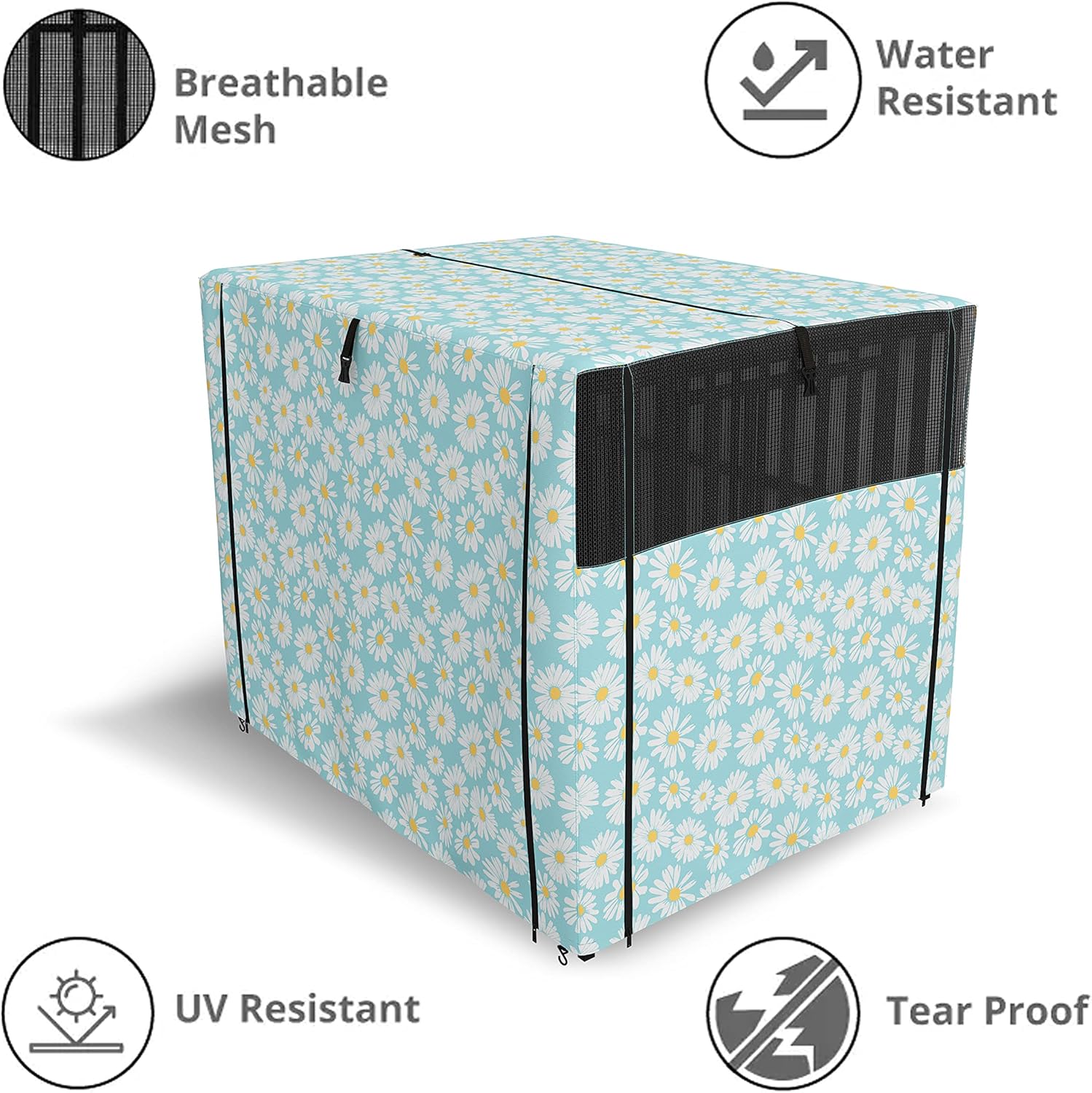 Neon Earth Dog Crate Cover with Carry Bag, with Mesh Panel Window & 2 Side Opening, Made of UV & Water Resistant Fabric (Pattern 09, 36" Length)