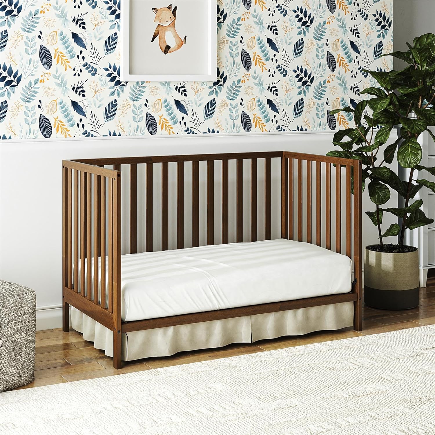 Baby Relax Ema 3-in-1 Convertible Crib, Walnut
