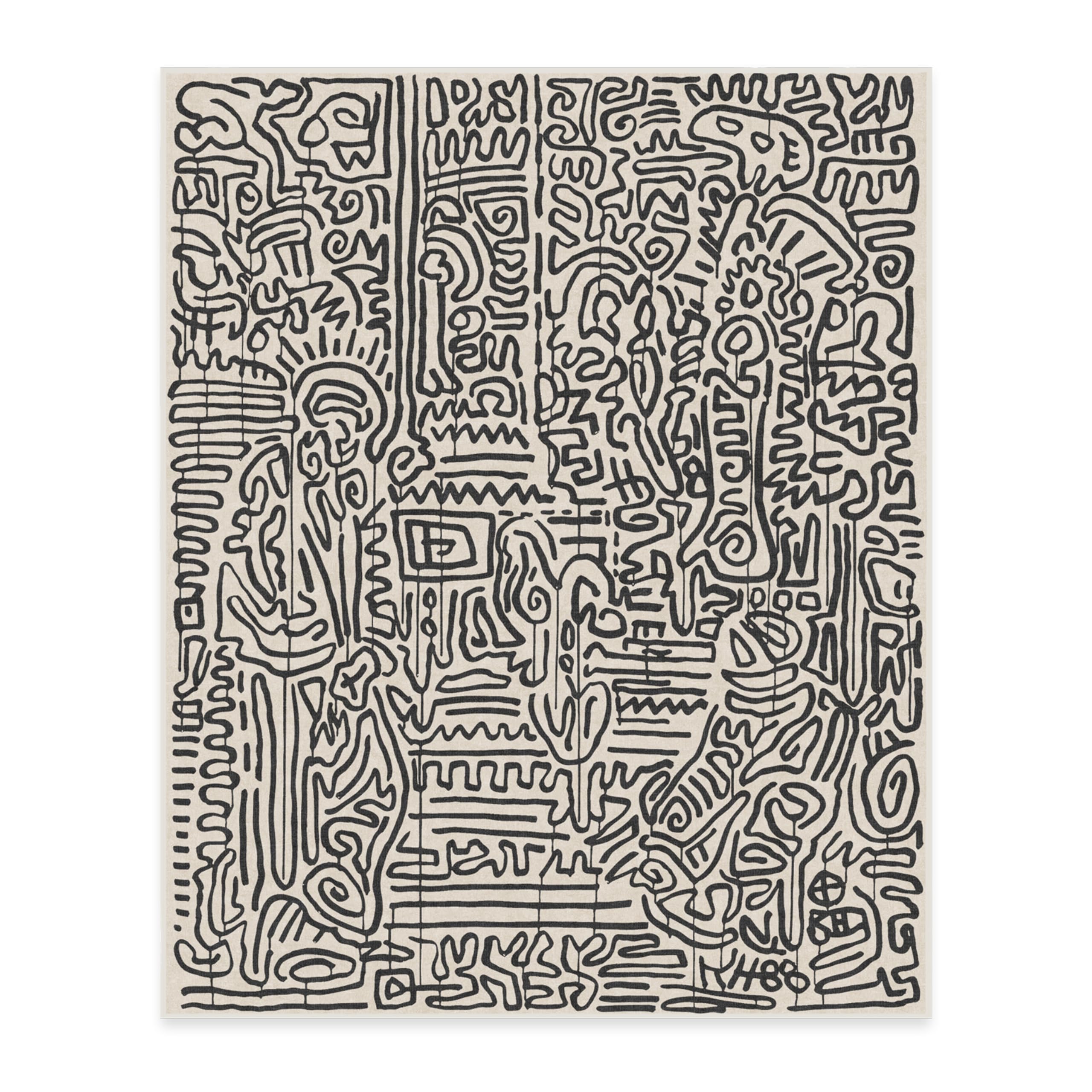 RUGGABLE x Keith Haring Washable Area Rug 8x10 Black Ivory