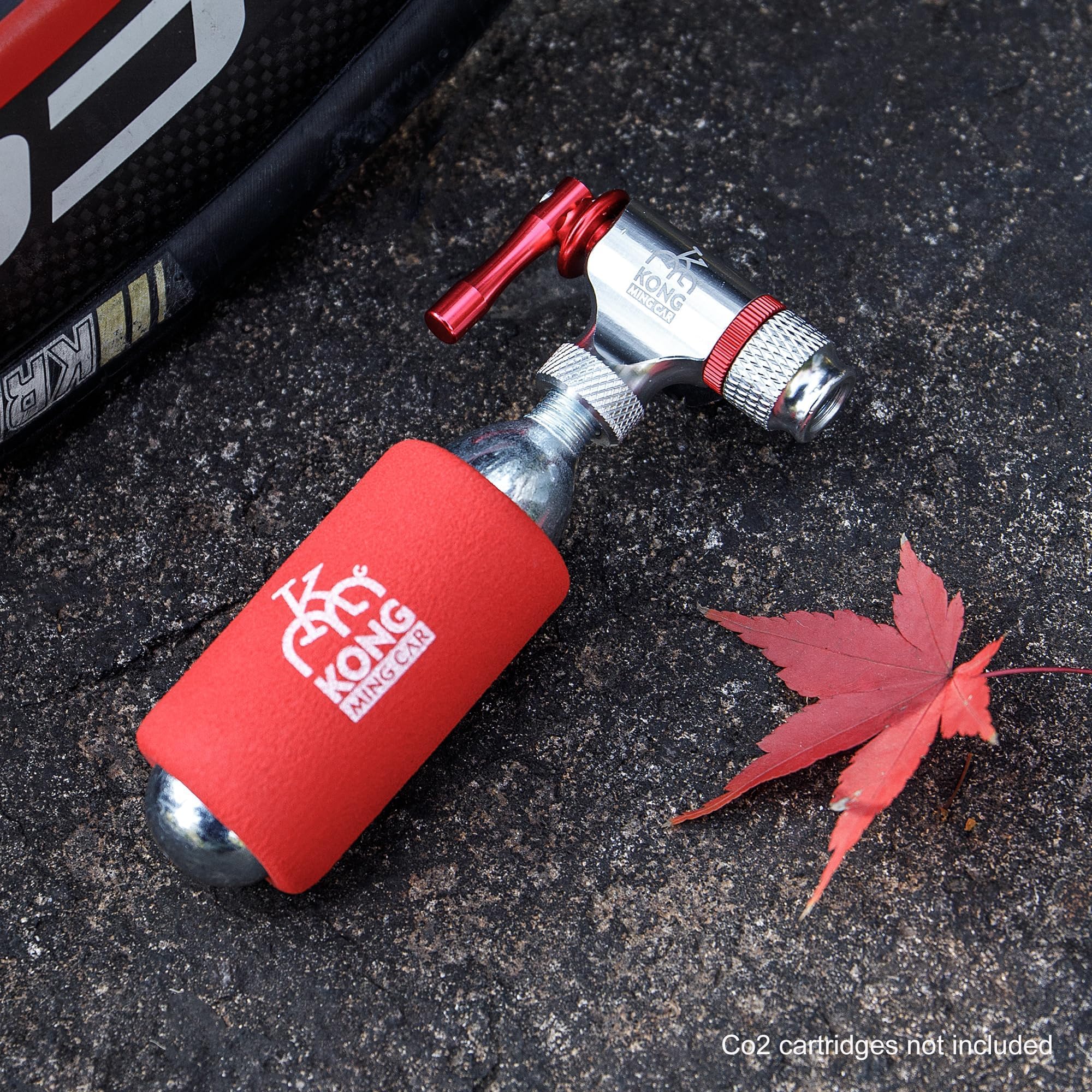 CO2 Inflator Ventilaufsatz für Fahrräder, Kompatibel mit Presta & Schrader Ventilen, CNC Aluminium Luftpumpen-Kopf für MTB & Rennrad, CO2 Kartusche separat erhältlich