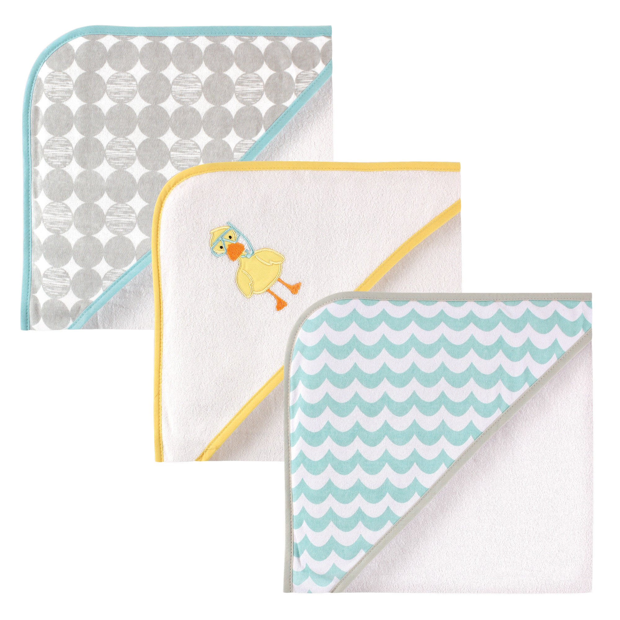 Luvable Friends Unisex Baby Cotton Terry Hooded Towels, Scuba Duck, One Size