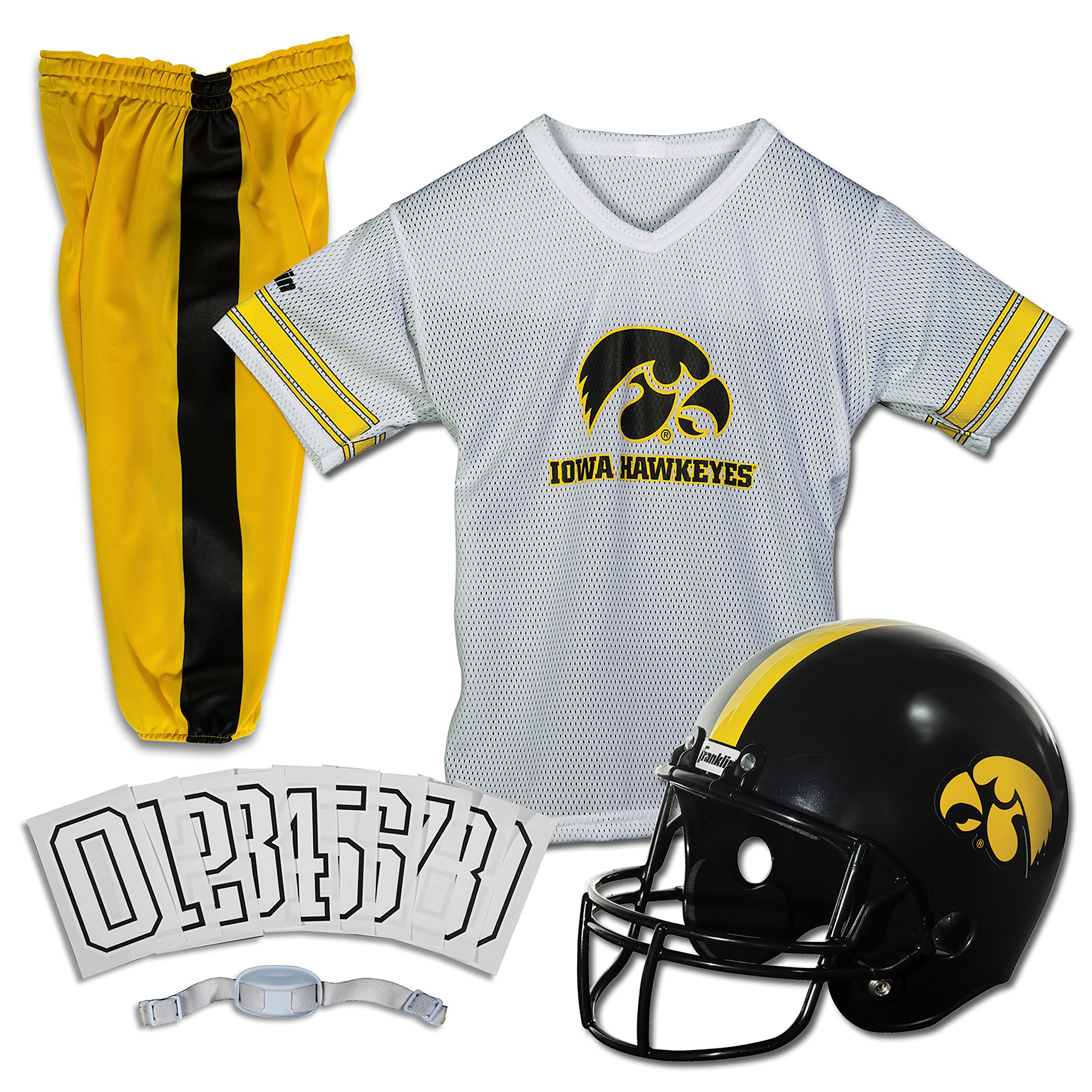 Franklin Sports NCAA Iowa Hawkeyes Kids College Football Uniform Set - Youth Uniform Set - Includes Jersey, Helmet, Pants - Youth Medium