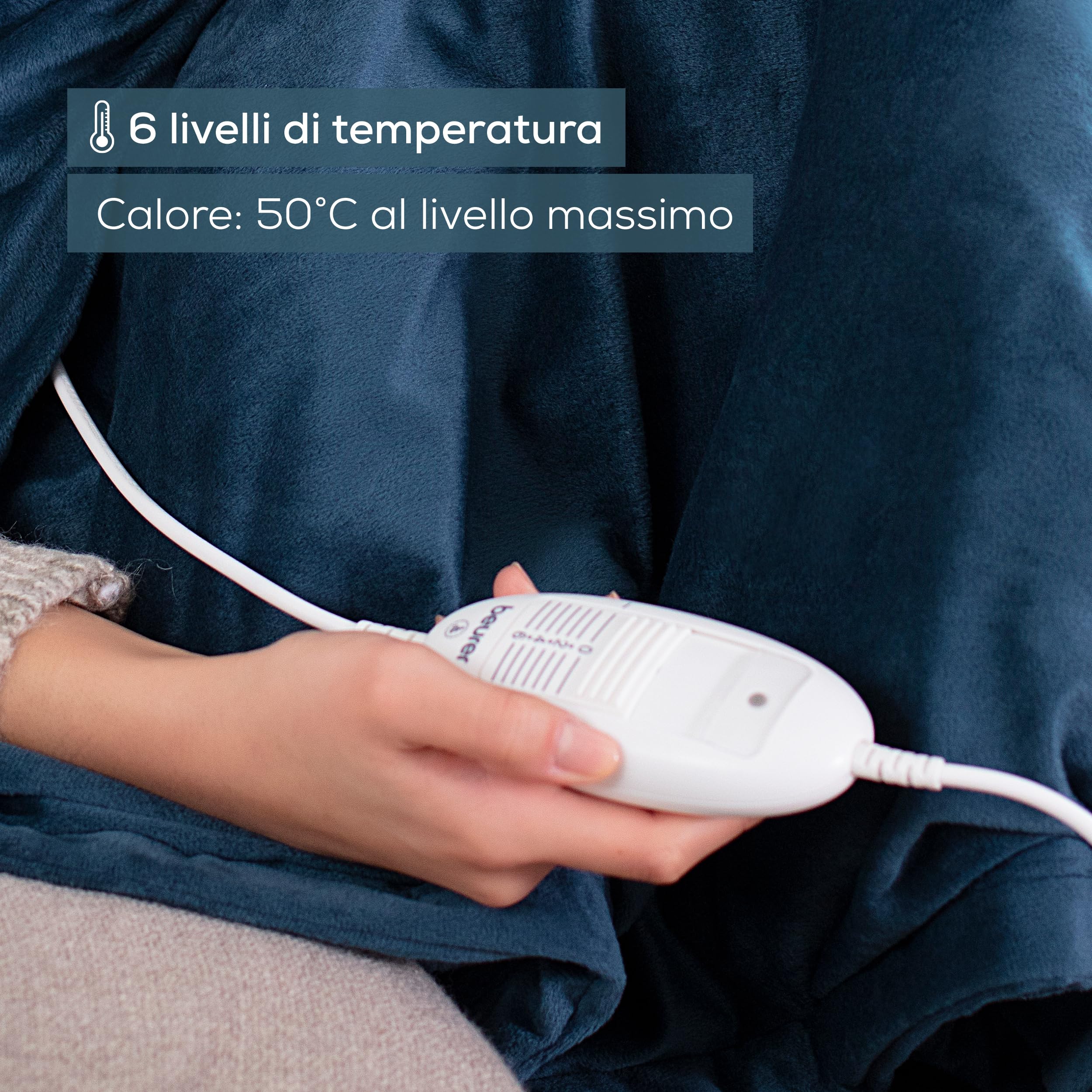 Beurer HD 75 Termocoperta Morbida Coperta Riscaldata, 6 Livelli di Temperatura, Lavabile in Lavatrice, con Spegnimento Automatico ed Extra Sicura 180 x 130 cm, Color Ocean