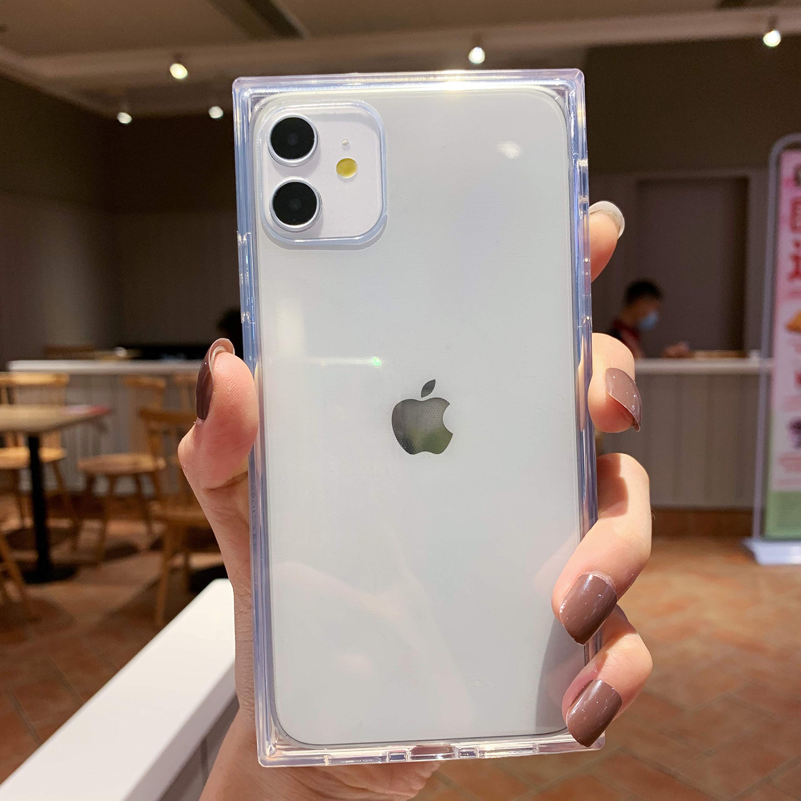 Tzomsze Compatible for iPhone 12 / iPhone 12 Pro Clear Square Case,Reinforced Corners TPU Cushion Crystal Clear Slim Cover Shock Absorption TPU Silicone Case [6.1 inch] 2020 -Clear