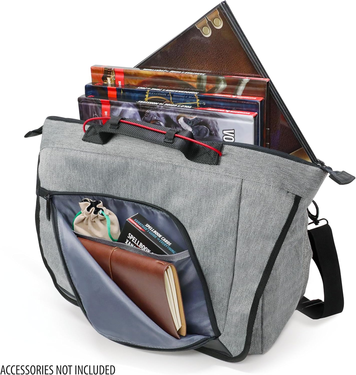 USA Gear Tabletop DND Bag - RPG Player's Essentials Dungeons and Dragons Messenger Bag – Customizable Dividers, Comfortable Back Support and Adjustable Strap -Holds Books, Binders, Dice & Accessories