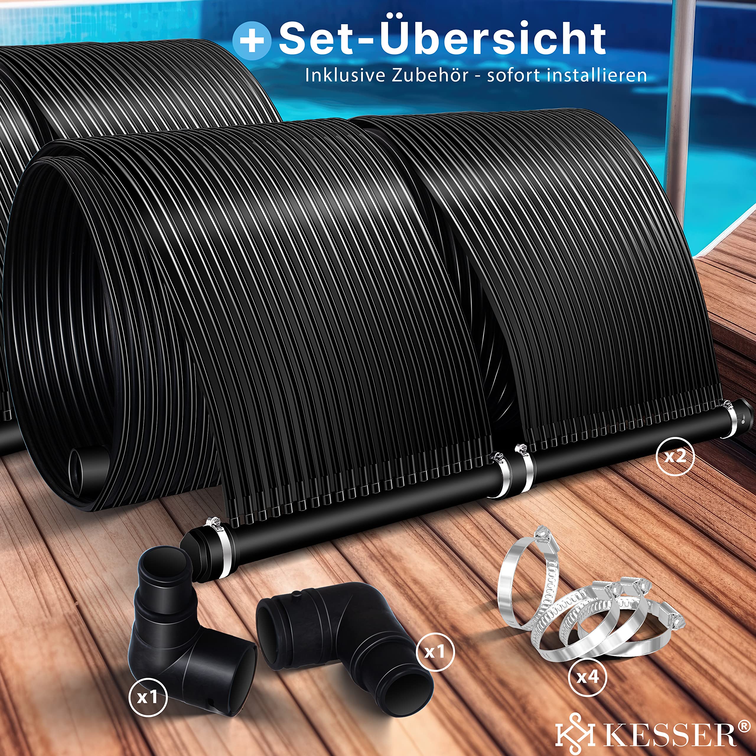 KESSER® Calentador Solar para Piscinas, Calentador de Agua, Calentador Solar para Piscinas l Se Puede Ampliar según Las Necesidades l Plástico Resistente a los Rayos UV, 500 x 140 cm