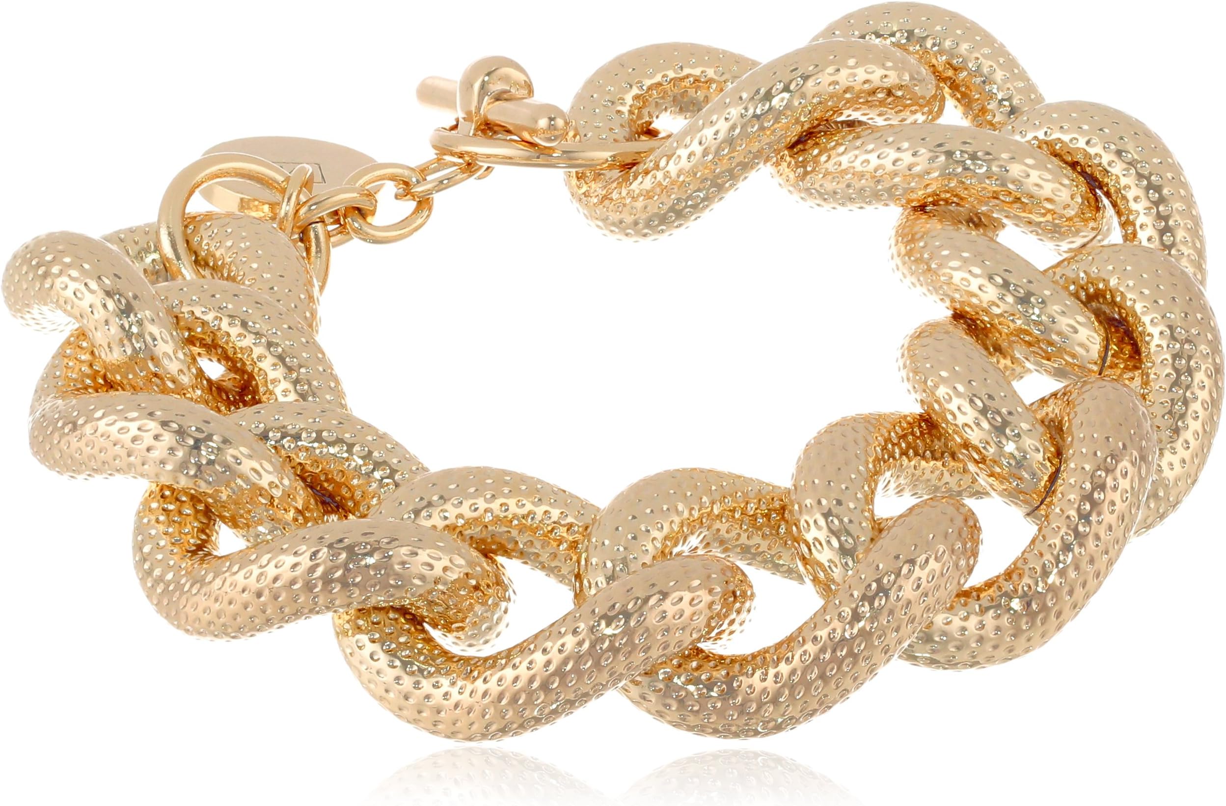 1AR by UnoAerre 18kt Gold Plated Glitter Textured Link Bracelet, 7"