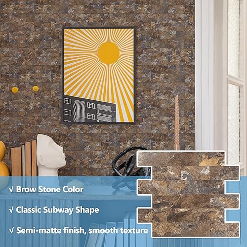 Vista 70 de Paquete de 1 lámina de revestimiento autoadhesivo de 12 x 12 pulgadas, baldosa de pared de PVC para cocina, baño, chimenea, mesa de lavandería o gris