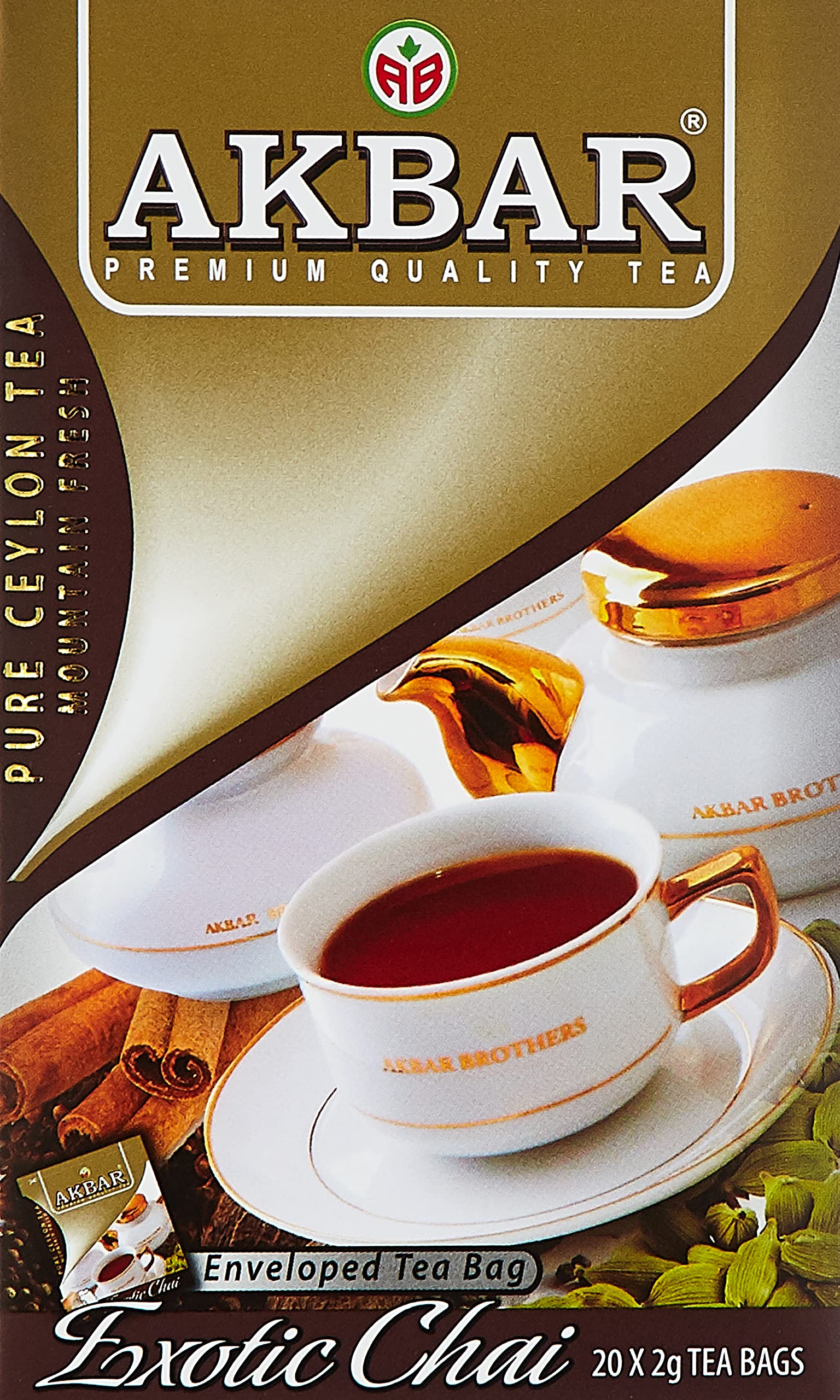 Akbar Flavoured Black Tea Exotic Chai Mountain Fresh 20 x 2g (Compacta) Paper/Foil Envelop