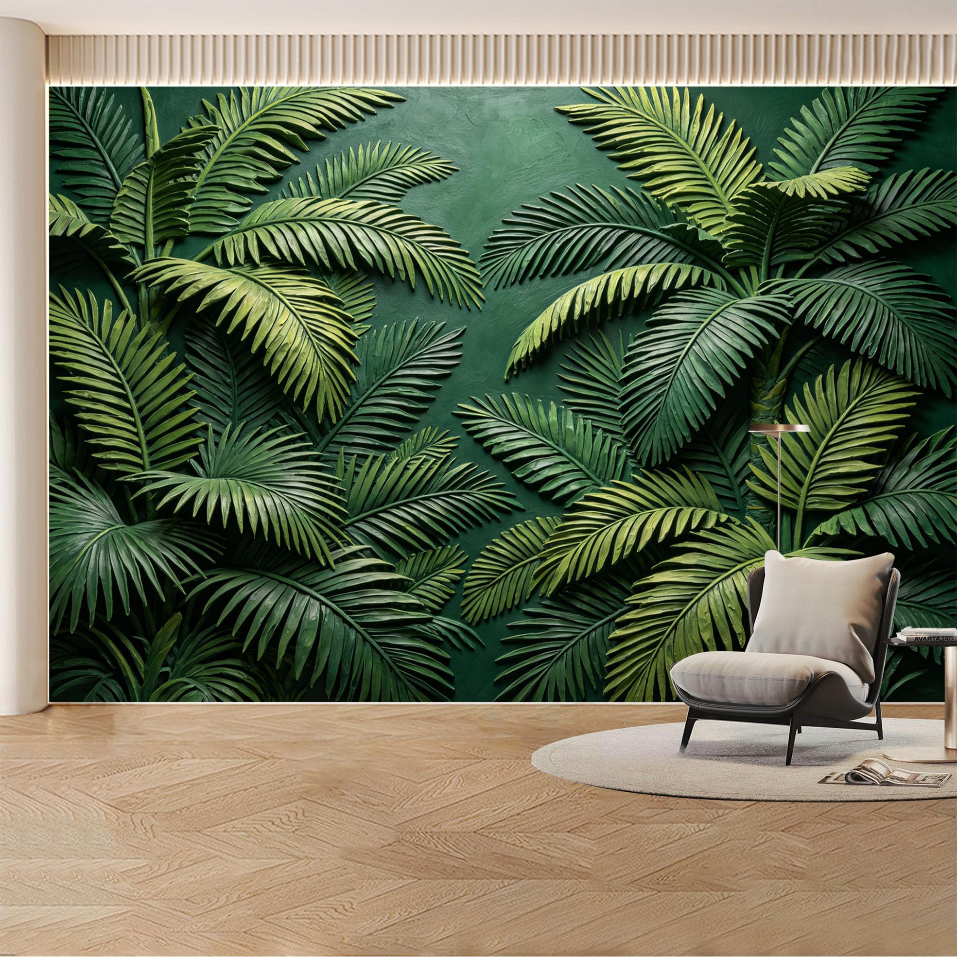 Custom Wall Mural Wallpaper Tropical Rainforest Jungle， Nature Landscape 3D Effect Wall Decor， Misty Bohemian for Living Room， Bedroom， Office