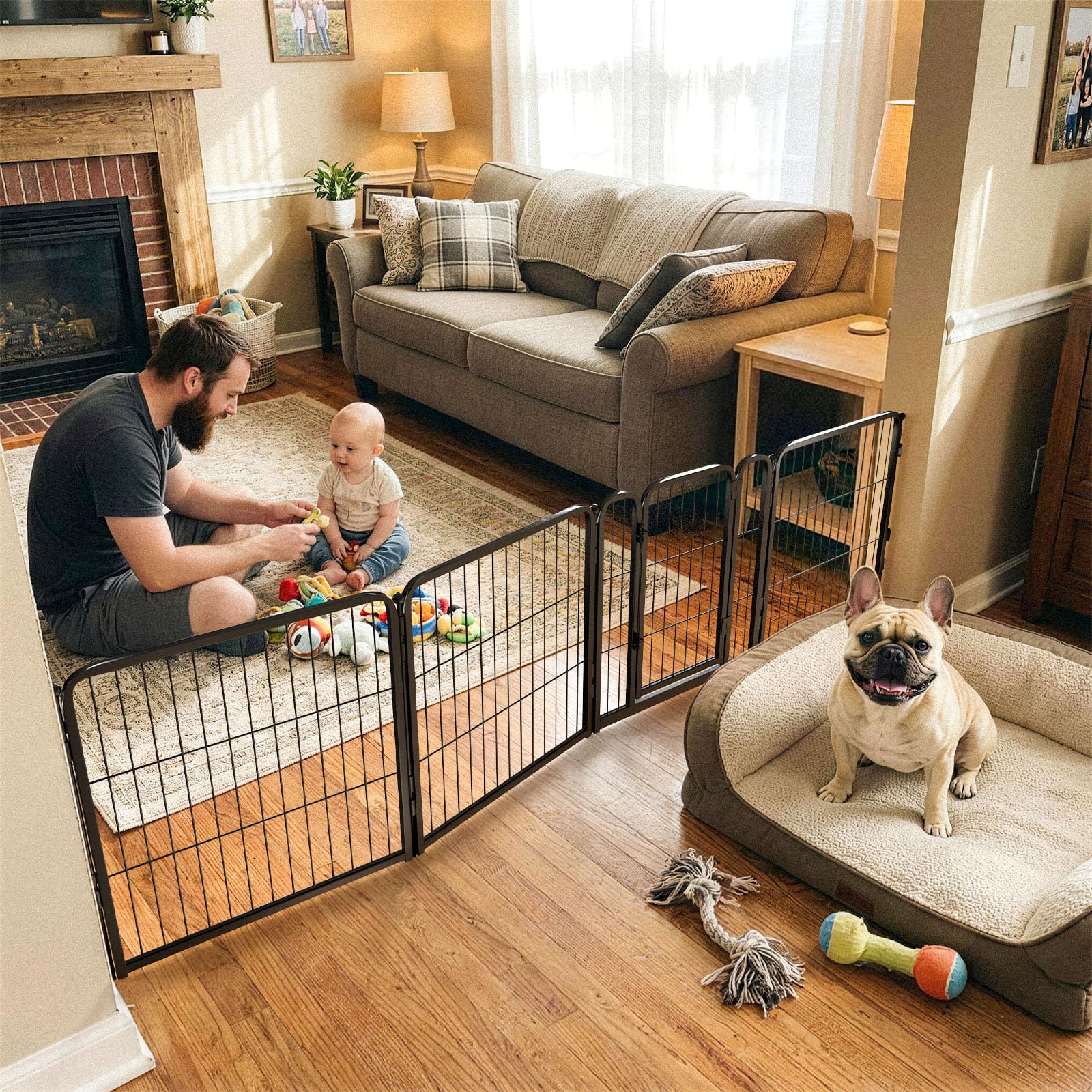FXW Dog Gate, Extra Wide Adjustable for Openings Up to 92", 24" H