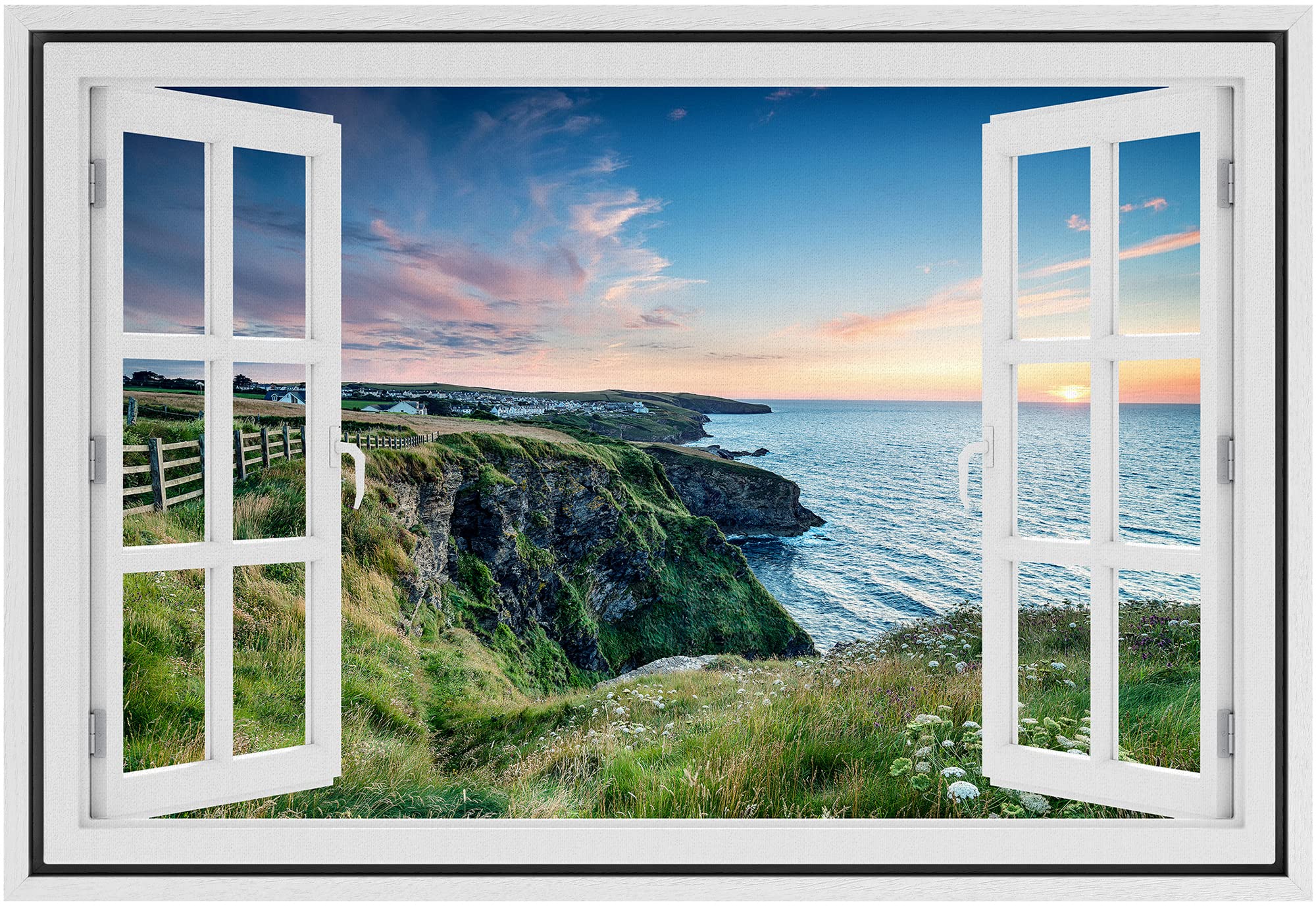 Amazon.com: NWT Framed Canvas Print Wall Art Window View Scenic
