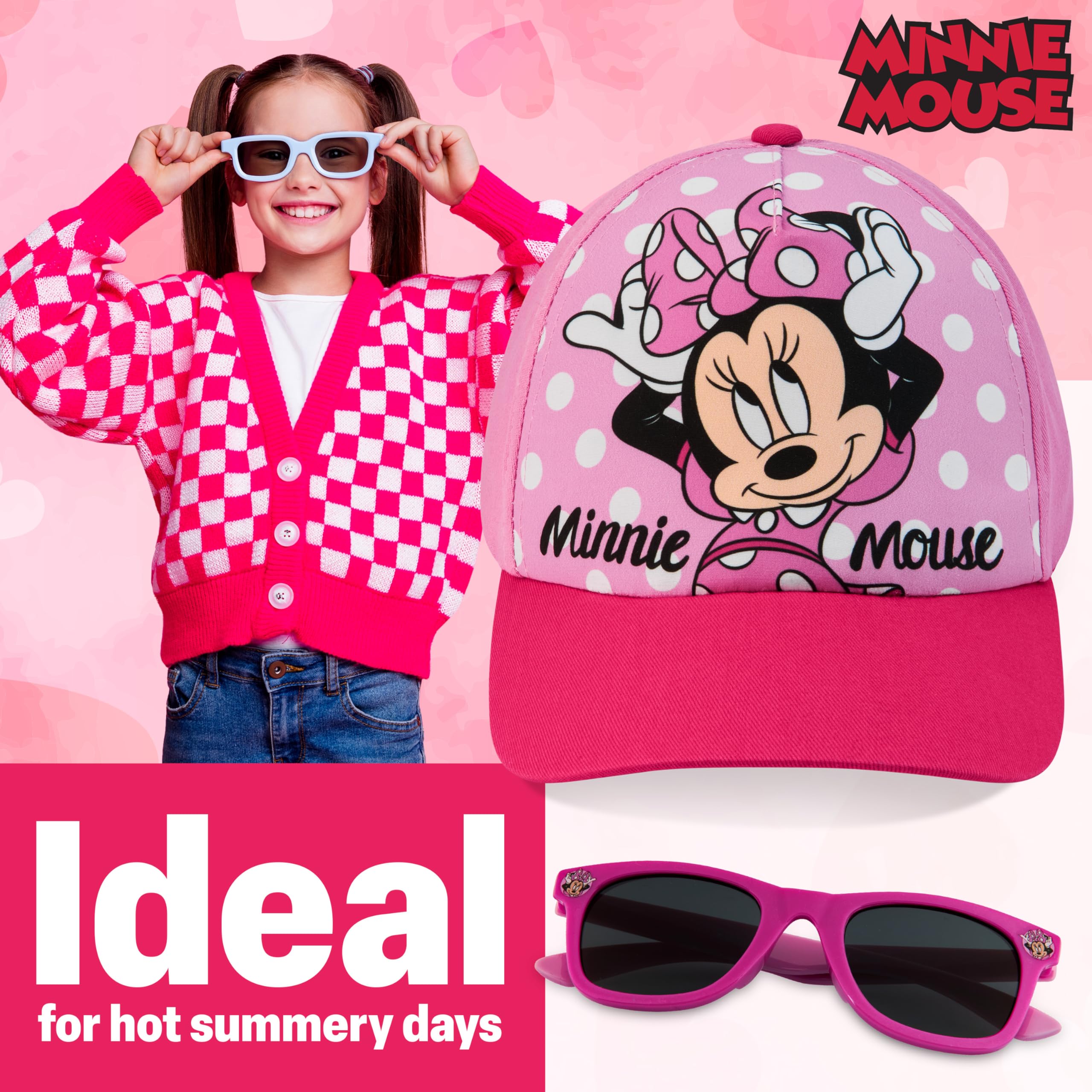 Disney Occhiali da Sole Bambina 100% UV e Regolabile Cappello Con Visiera