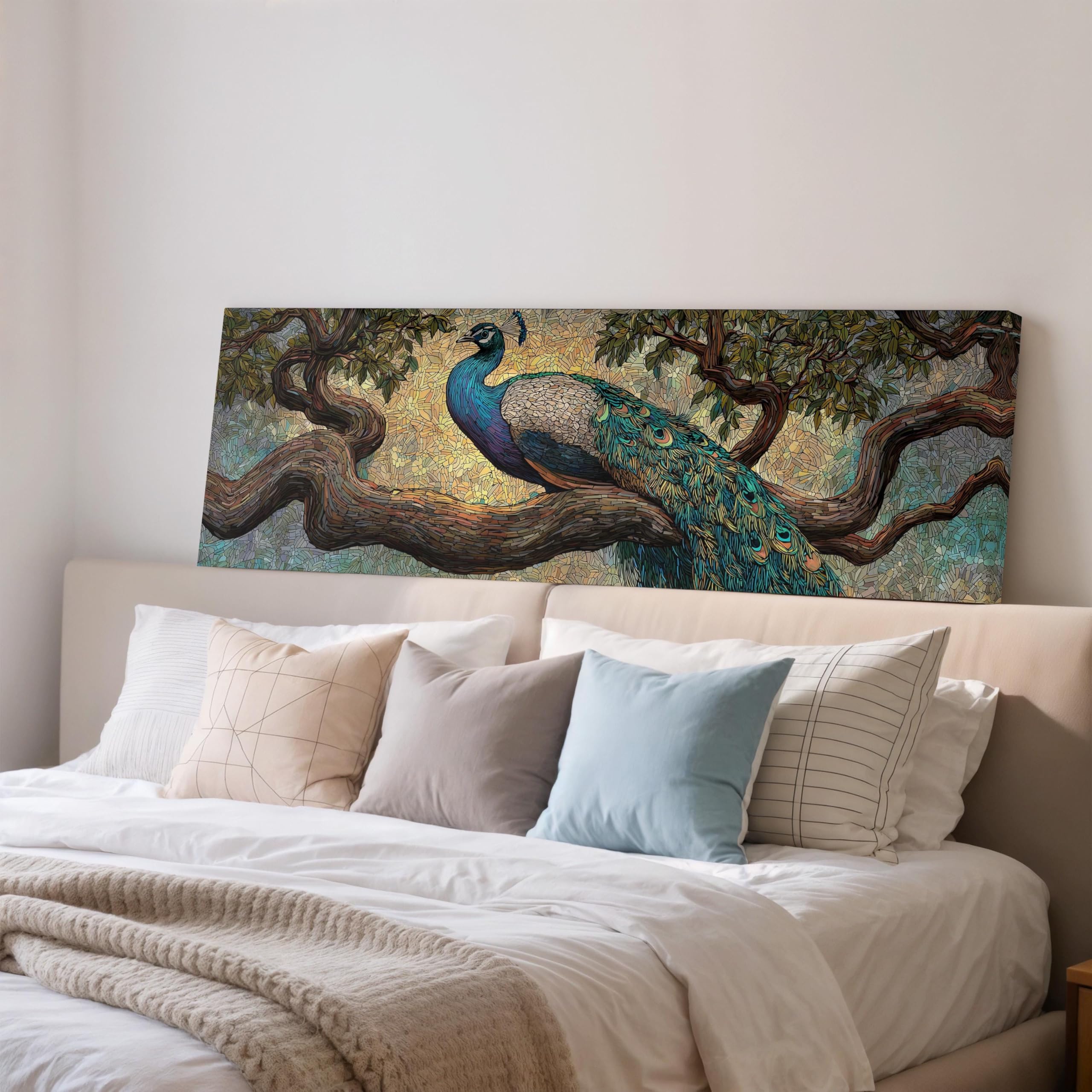 Impression sur toile paon grand format panoramique horizontal - 8