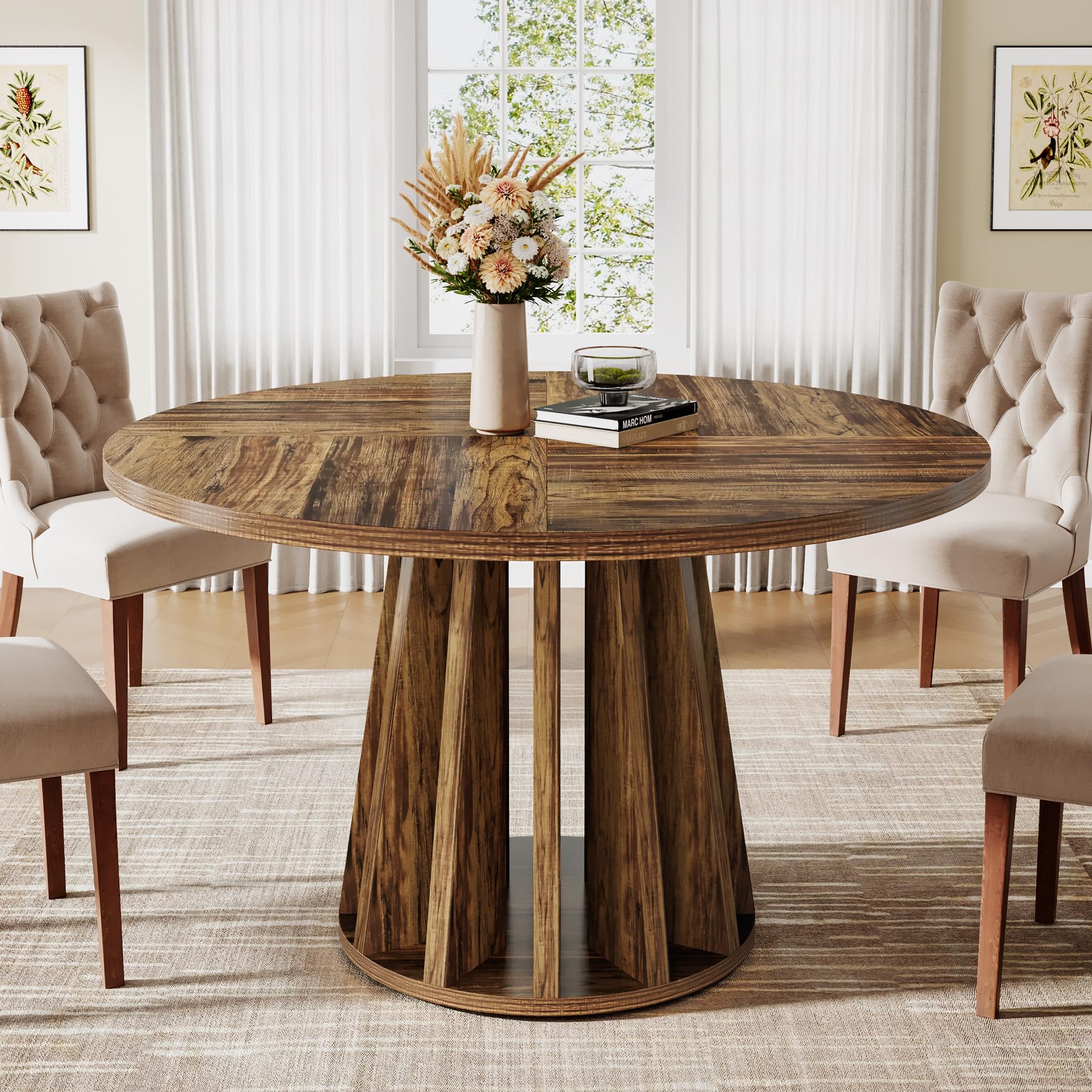 Amazon.com - Tribesigns Round Dining Table for 4, 47-Inch Large Circle ...