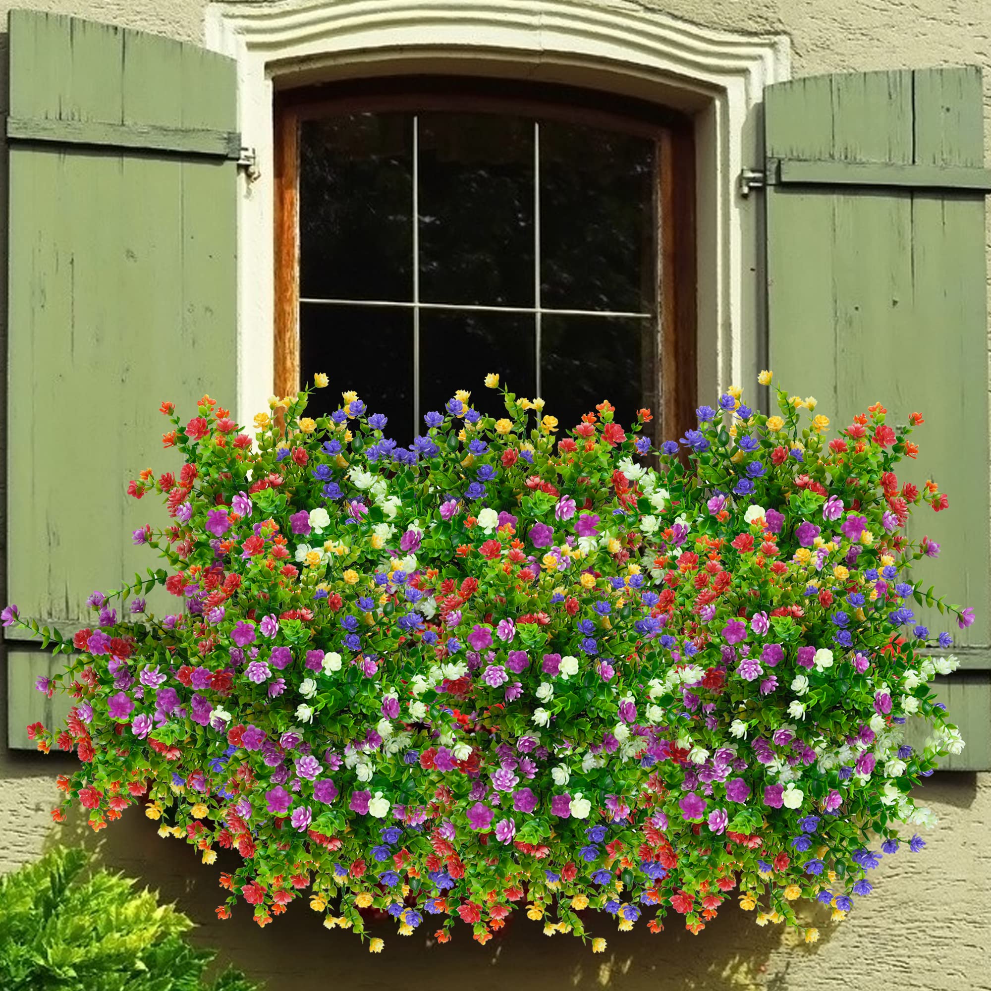 ROLLWAY 6 Pezzi Fiori Finti da Esterno Artificiali, Piante Plastica per Balconi, Piante da Appendere Vaso da Giardino, Decorazione per Matrimoni Cascine