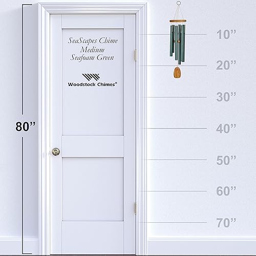 Miniatura 10 de Woodstock Chimes Signature Collection SeaScapes Chime grande 37 pulgadas verde oama diseños decorativos regalos costeros campanillas de viento para