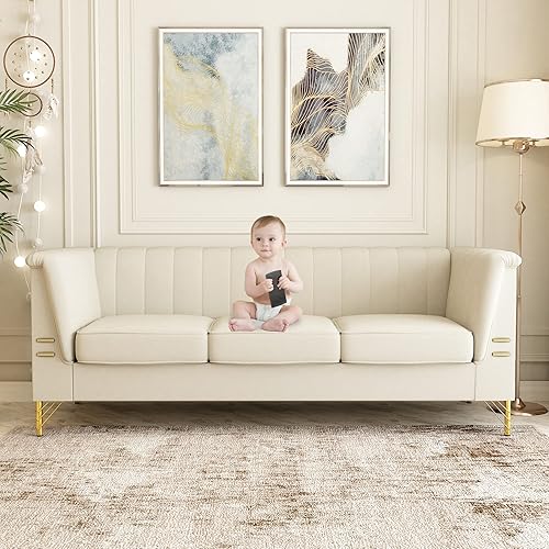 Miniatura 19 de Sofá de terciopelo de 85.63 pulgadas, moderno sofá biplaza con almohadas, juego de 2 para sala de estar, dormitorio, muebles de apartamento con