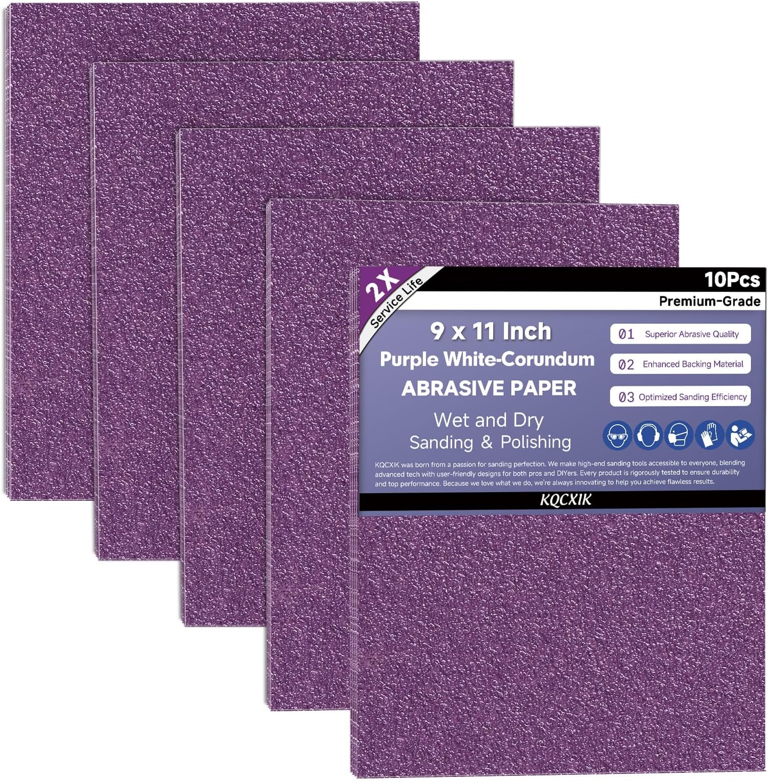 Premium White Corundum 60 Grit Sandpaper, 9 x 11 Inch Heavy Duty Wet Dry Abrasive Sheets for Wood Metal Automotive Coarse Sanding and Smoothing 10Sheets