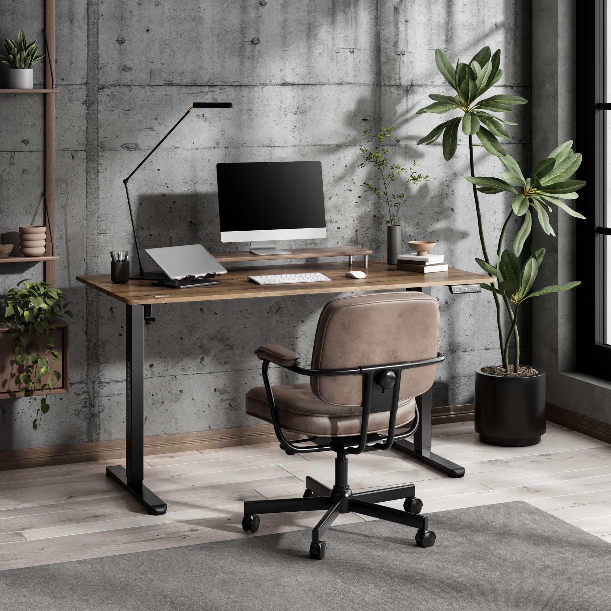 SENSE7 Nojo Light Bureau électrique réglable 140x70cm chêne Noir 70kg