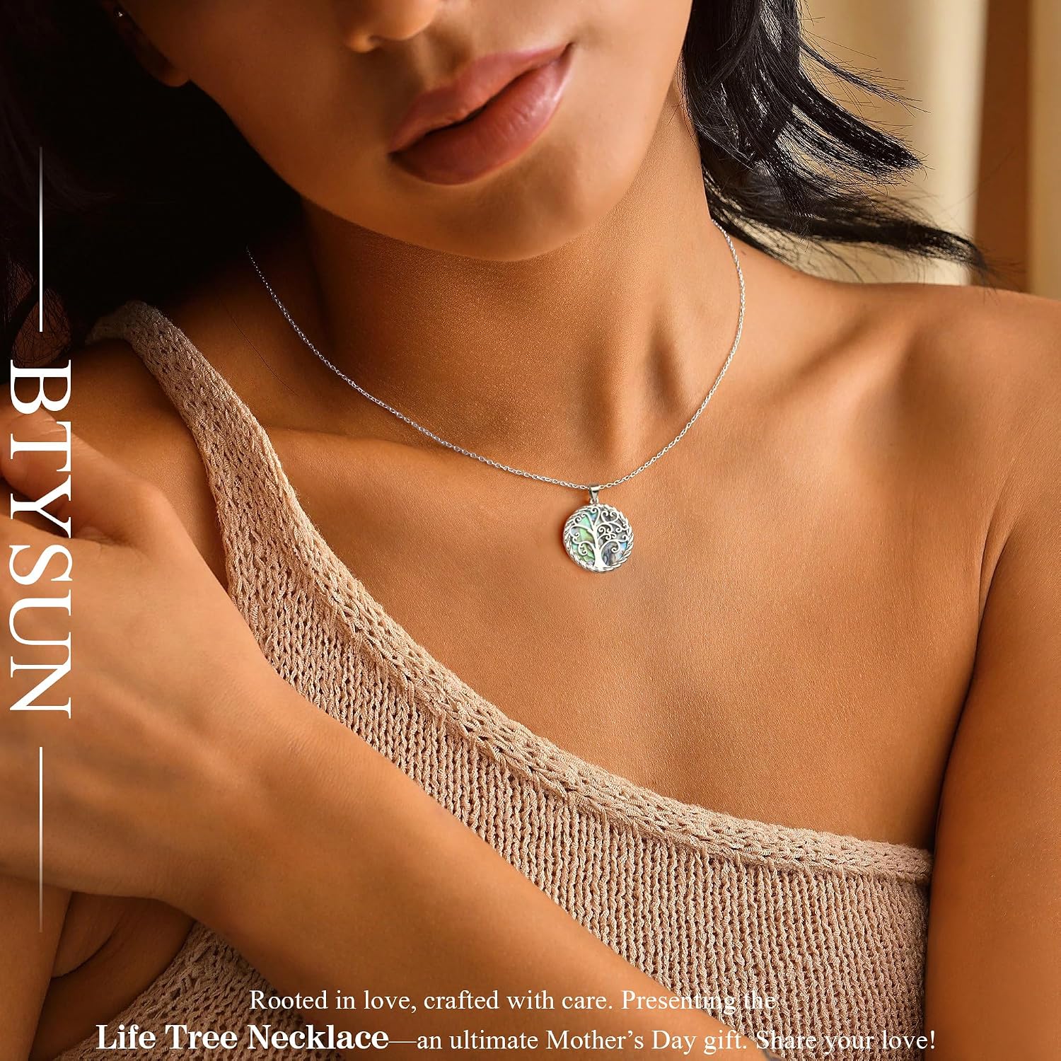 Btysun Tree of Life Necklace for Women Birthday Gifts Stocking Stuffers for Her Pendant Necklace with Shell Tree Gold Plated Mom Birthday Gifts for Grandma Wife Daughter Anniversary Christmas Jewelry
