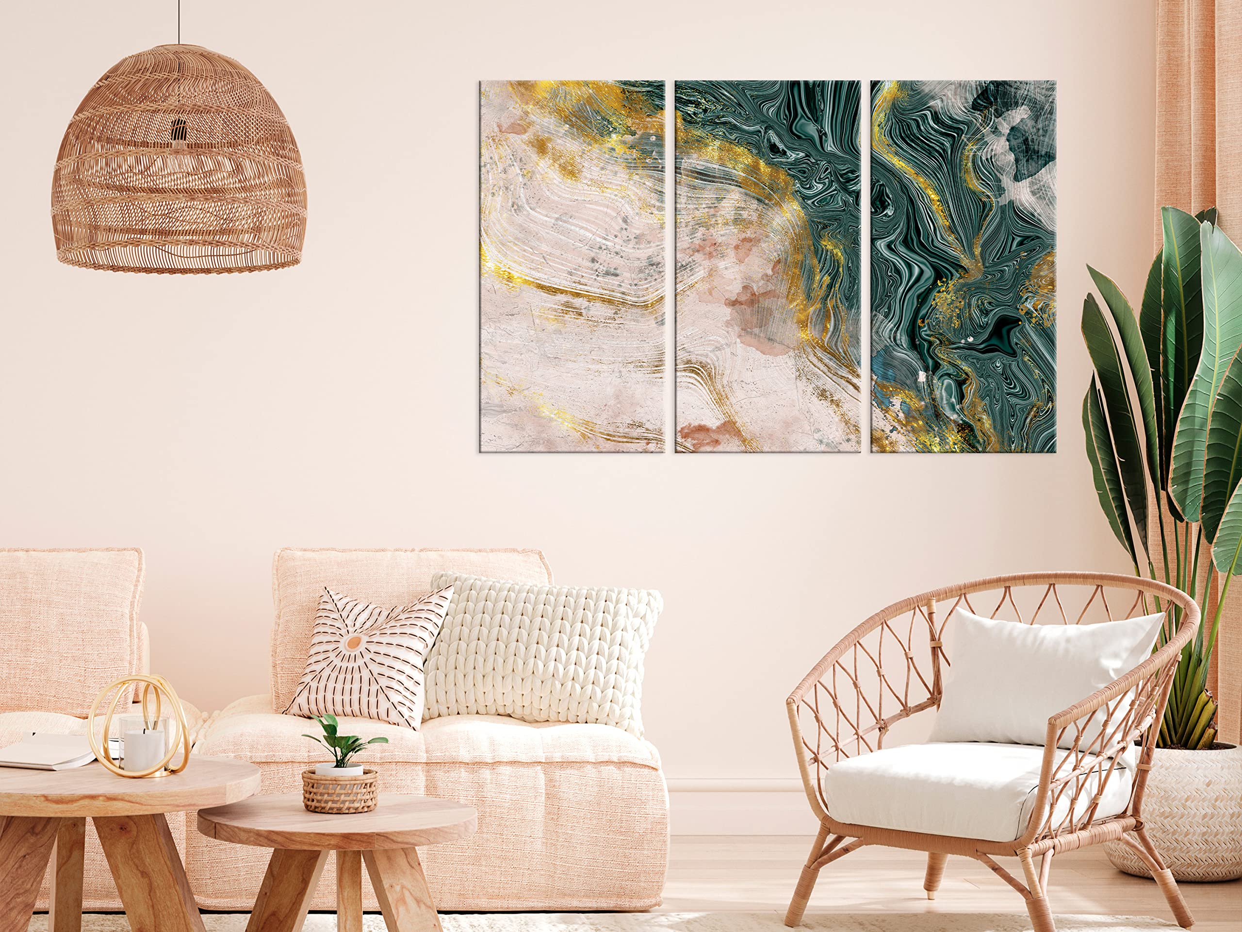 artgeist Acoustic Canvas Wall Art Abstract 35x24 in – 3pcs Picture with Acoustic Foam Sound Print Artwork Room Acoustics Soundproofing - Marble Colorful Like Painted a-A-10066-b-b