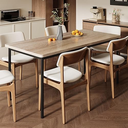 Miniatura 3 de Mesa de comedor para 6 personas, mesa de comedor de madera de 59 pulgadas para cocina, apartamento de lugar pequeño (solo mesa)