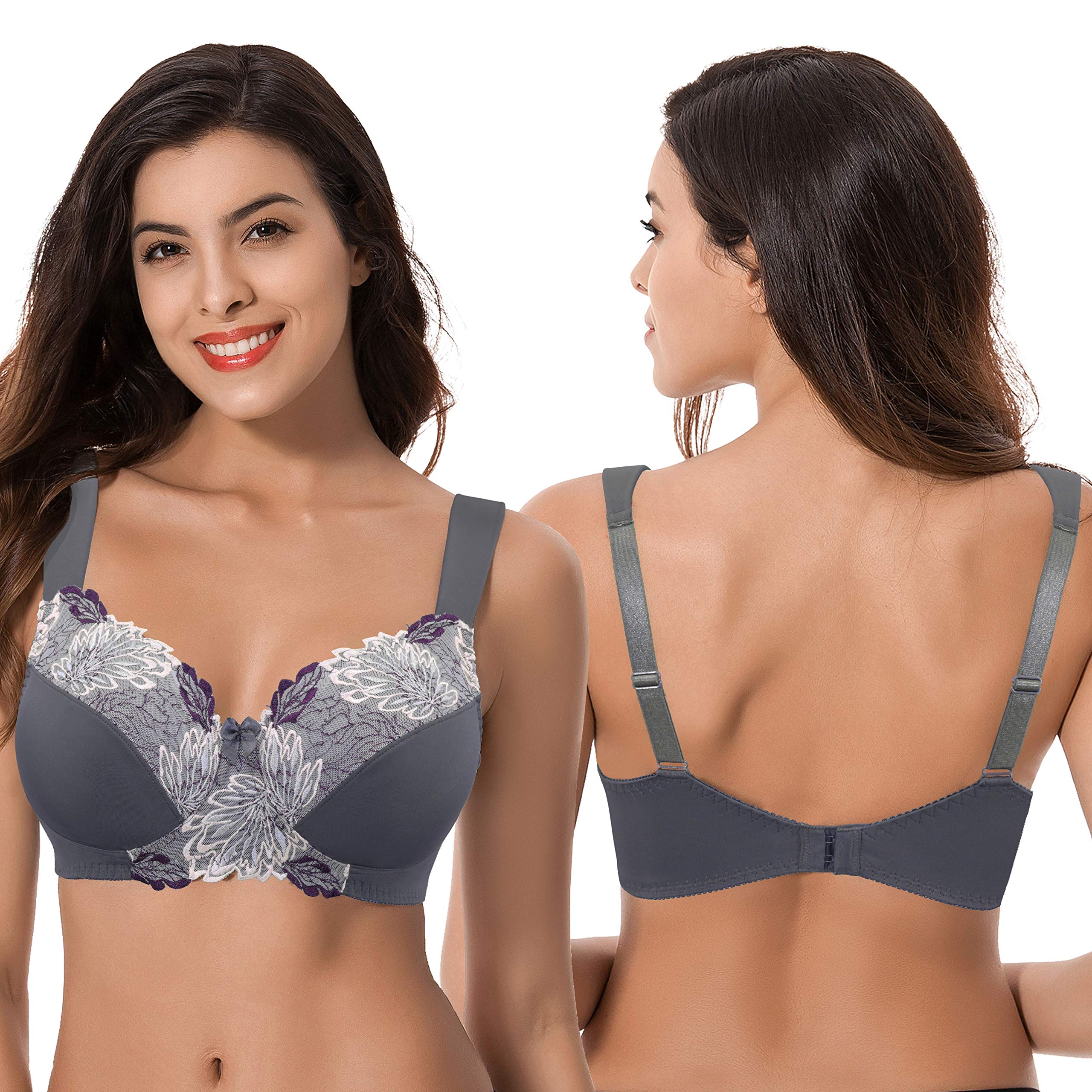 Curve Muse Sujetador para Mujer, Talla Grande, minimizador, sin Forro, Encaje inalámbrico, Cobertura Completa | Adelgaza y suaviza la silueta, comodidad diaria transpirable, ajuste cómodo durante todo el día, tacto suave y cómodo