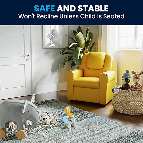 Miniatura 97 de Flash Furniture - Sillón reclinable contemporáneo para niños, color beige vinilo con base para vasos y reposacabezas Vinilo Lavanda,Vinilo