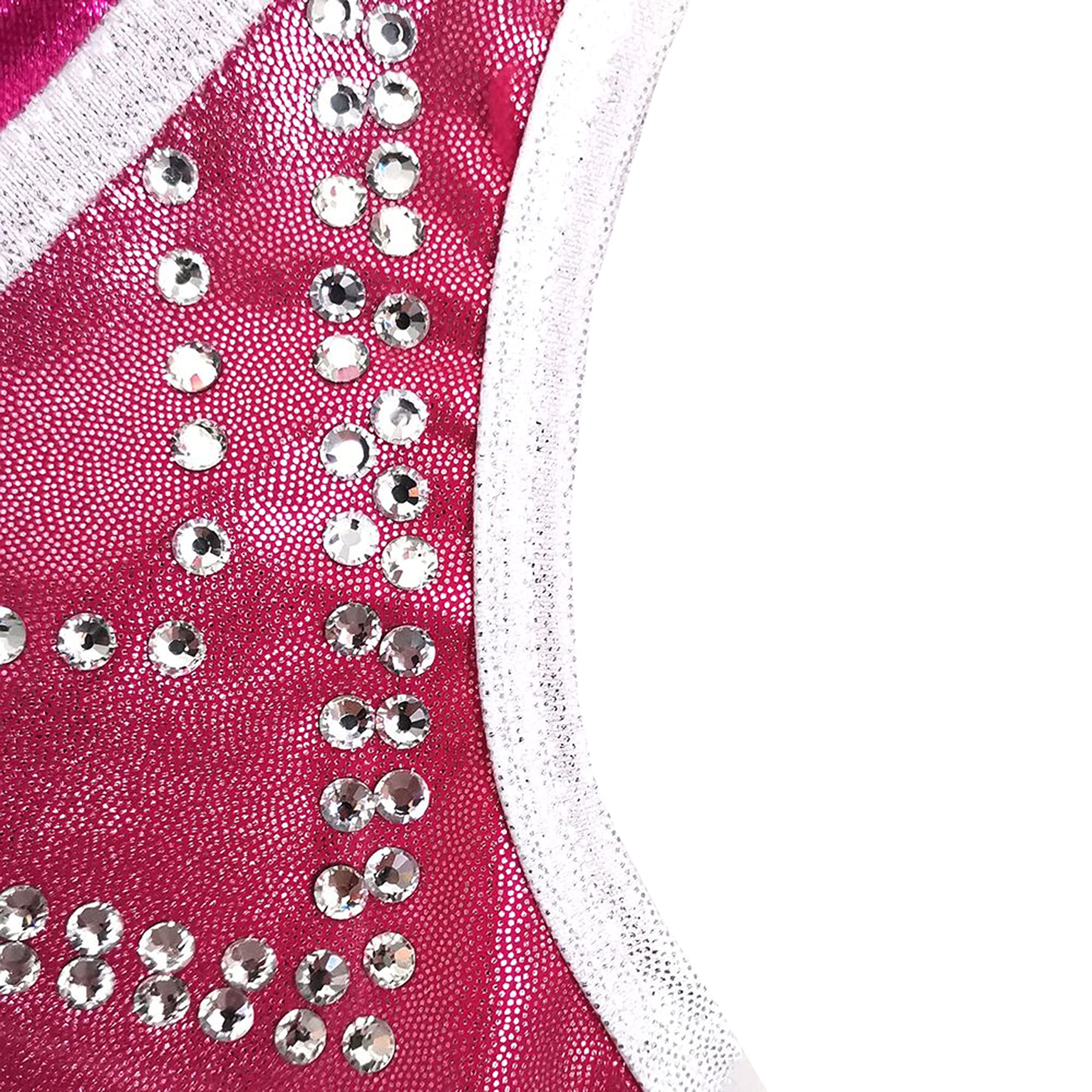 Justaucorps de gymnastique rythmique rose rouge chaud en tissu estampé pour fille