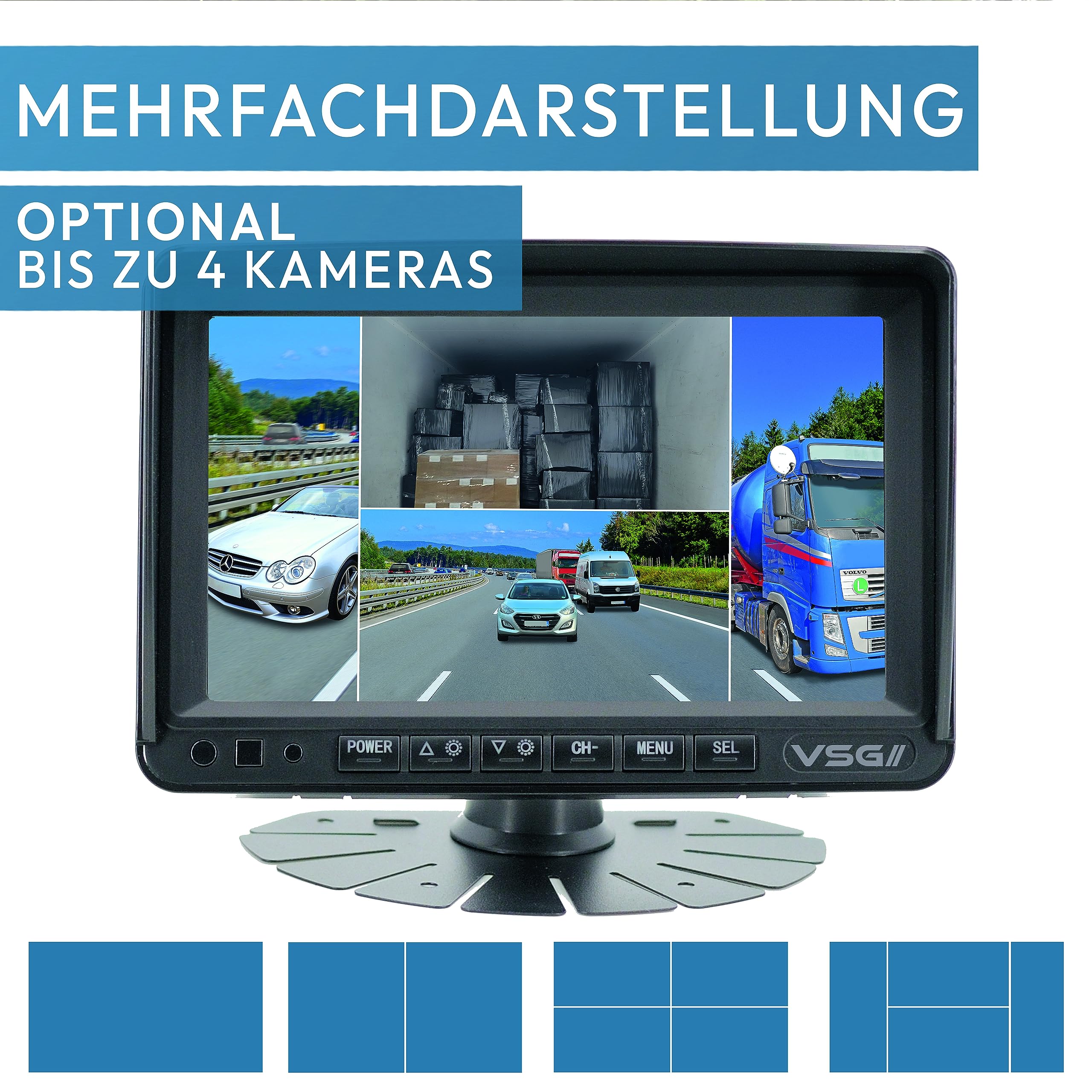 VSG Bezprzewodowy system cofania 24 7" Premium PRO HD do przyczepy kempingowej, przyczepy dla koni, zestaw samochodowy, kamera cofania + monitor, kamera rejestracyjna, doposażenie kamery 12 V-24 V,