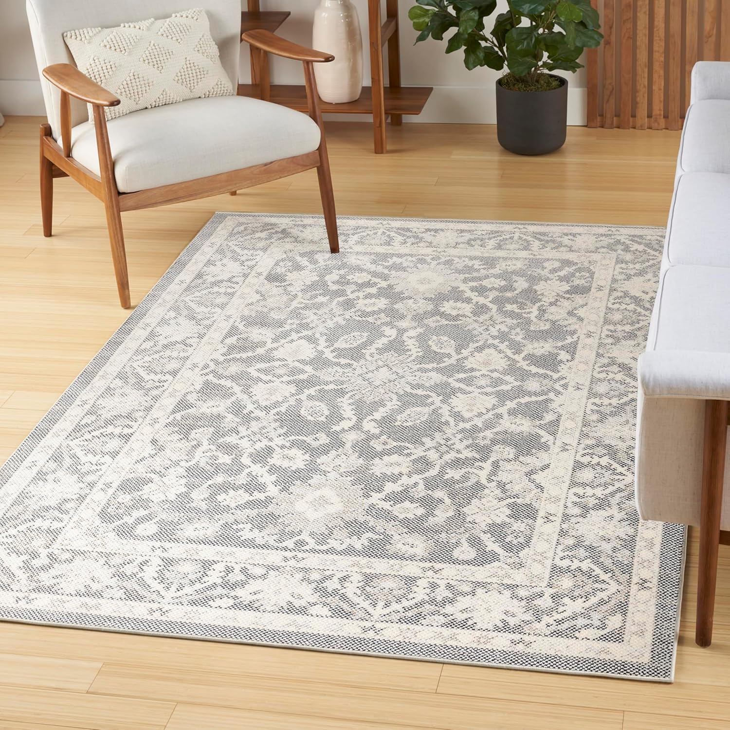 Nourison Home Desert Mirage Charcoal Ivory 5'3" x 7'3" Area Rug - Easy Clean, Non Shedding, Bed Room, Living Room, Dining Room, Kitchen (5' x 7')