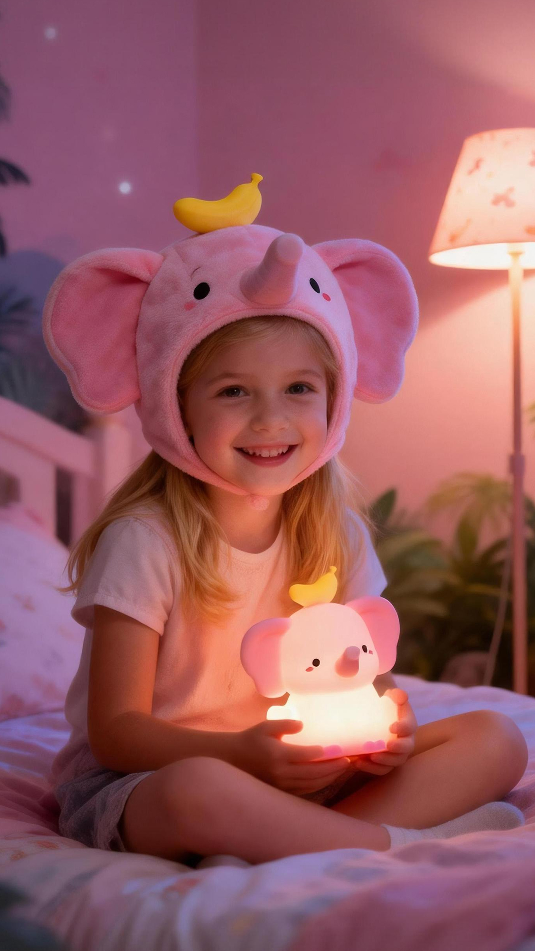 Image of Ammonite Pink Elephant Night Light, Soft Silicone Elephant Nursery Lamp with 2 Dimming Levels and 20-Minute Timer, Touch Control Nightlight for Bedroom Decor, Christmas Birthday Gift