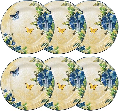 UP ware - Juego de 6 platos llanos de melamina, sin BPA, aptos para lavavajillas, platos redondos para plato principal, pasta y ensalada, platos