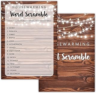 OICPYD Housewarming Party Games, Word Scramble, Rustic New Home, New House, New Homeowner Party Games Cards, 30 Sheets Each Pack