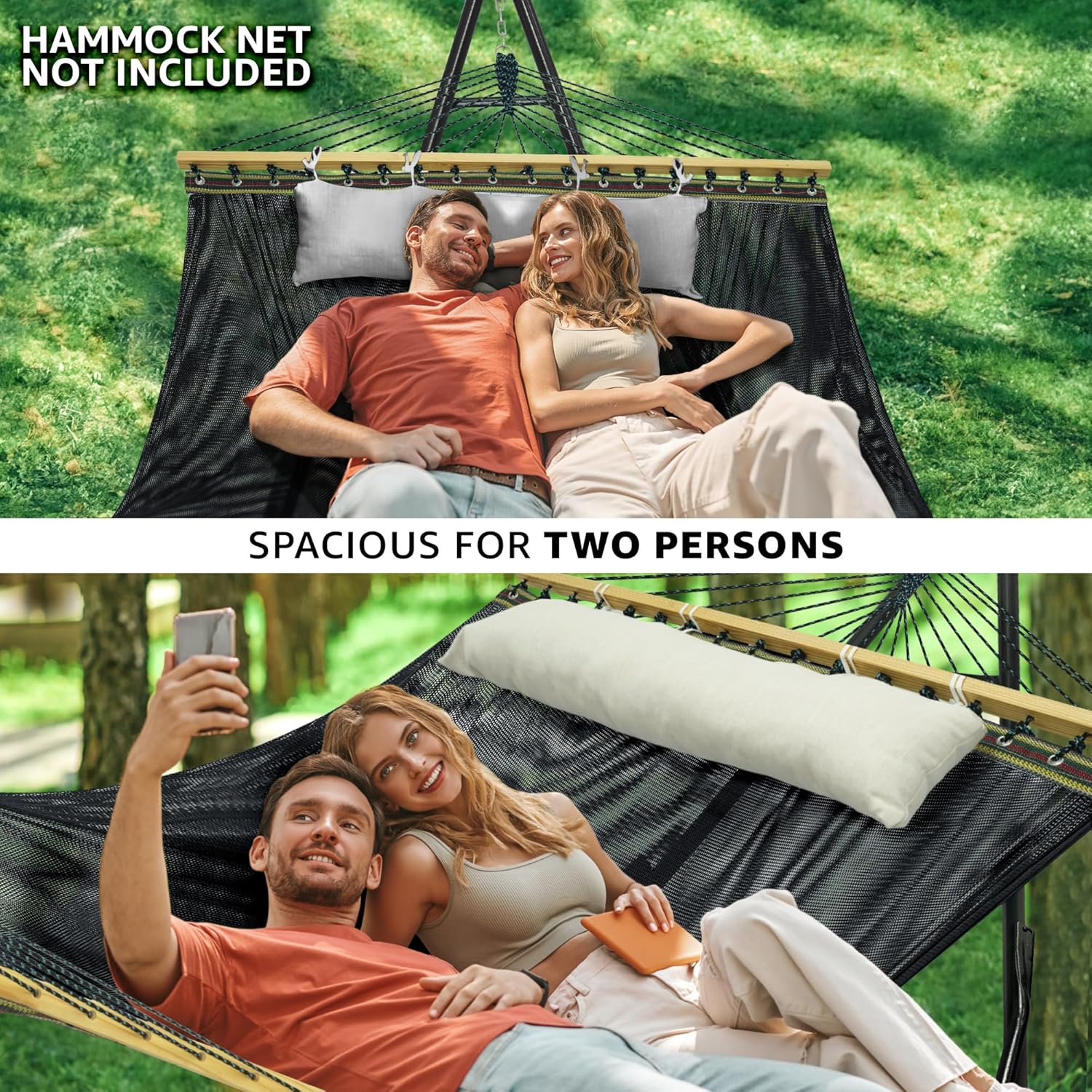 Tranquillo Unity Adjustable Hammock Stand, 800 lbs Capacity Steel Double Hammock Stand for 2 Persons, Premium Pre-Assembled Stand for Indoor Outdoor, Frame Black