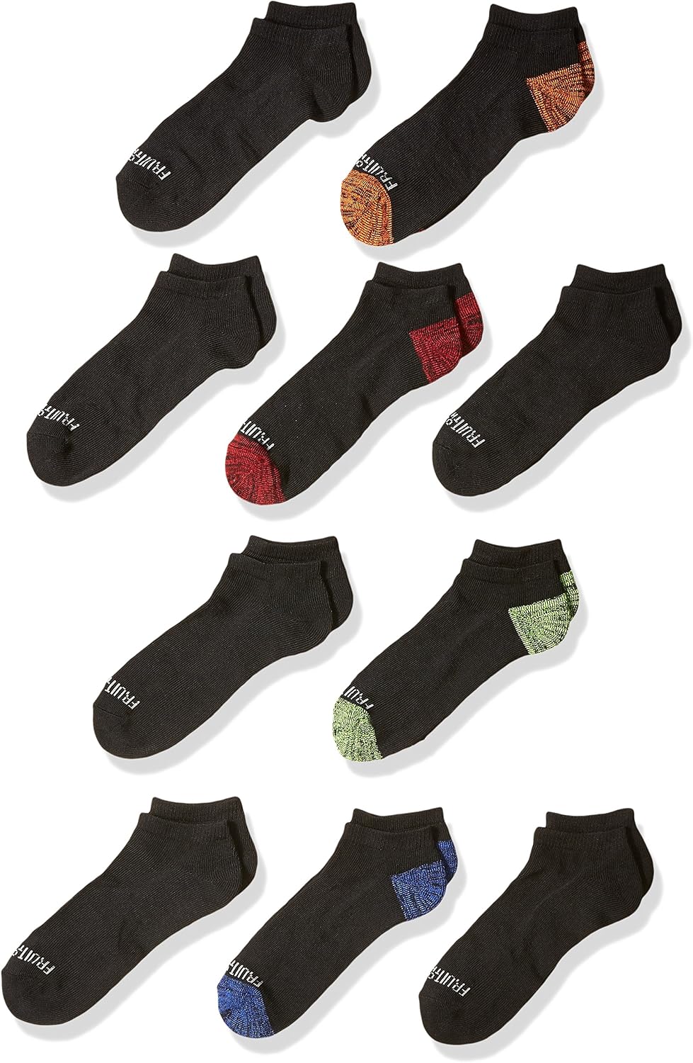 Fruit of the Loom 10 Pack Half Cushion No Show Socks Sockshosiery