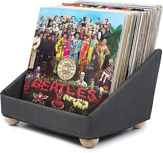 Vinyl Display Organizer for Records - Compact LP Record Storage Shelf that stand 40-45 Albums - Easy Record Storage Design - Tabletop Vinyl Record Holder Accessories for Collectors