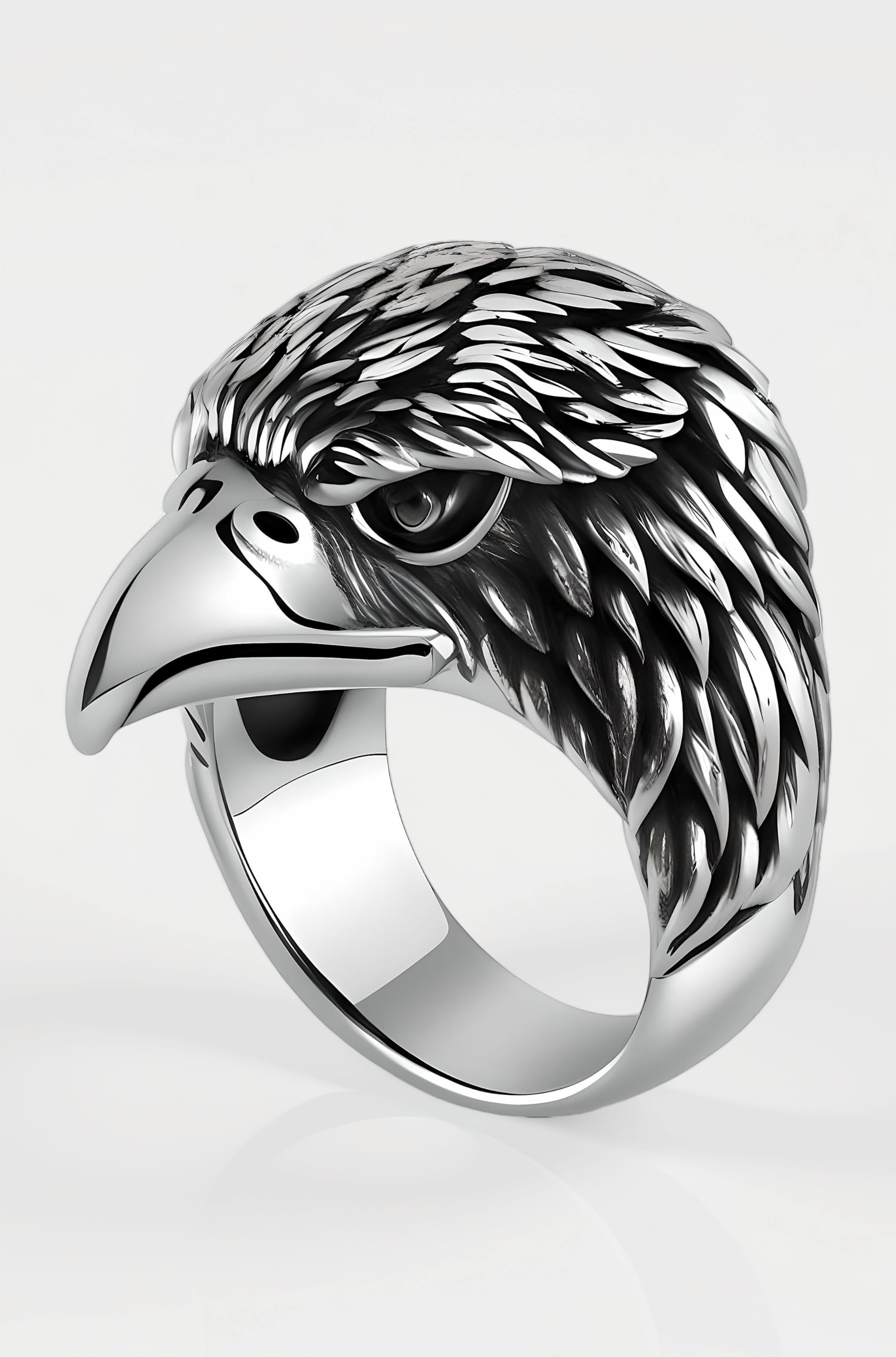 Eagle Head Ring for Men Luxury Pure Titanium Steel Ring Jewelry for Men & Boys
