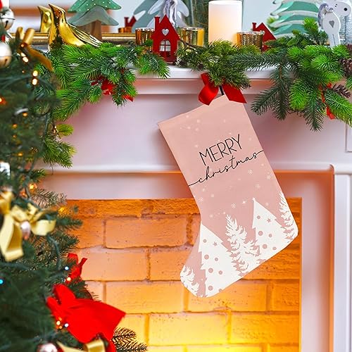 Miniatura 9 de Calcetines de Navidad rosas de 16 pulgadas, medias de Navidad Let It Snow, calcetines de Navidad, decoración de calcetines de Navidad, decoraciones