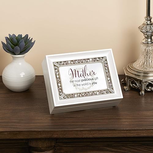 Miniatura 6 de Roman Cajas de música Acabado blanco perlado madre con perla joya, caja de música de cuerda con movimiento musical Sankyo, forro de terciopelo, se